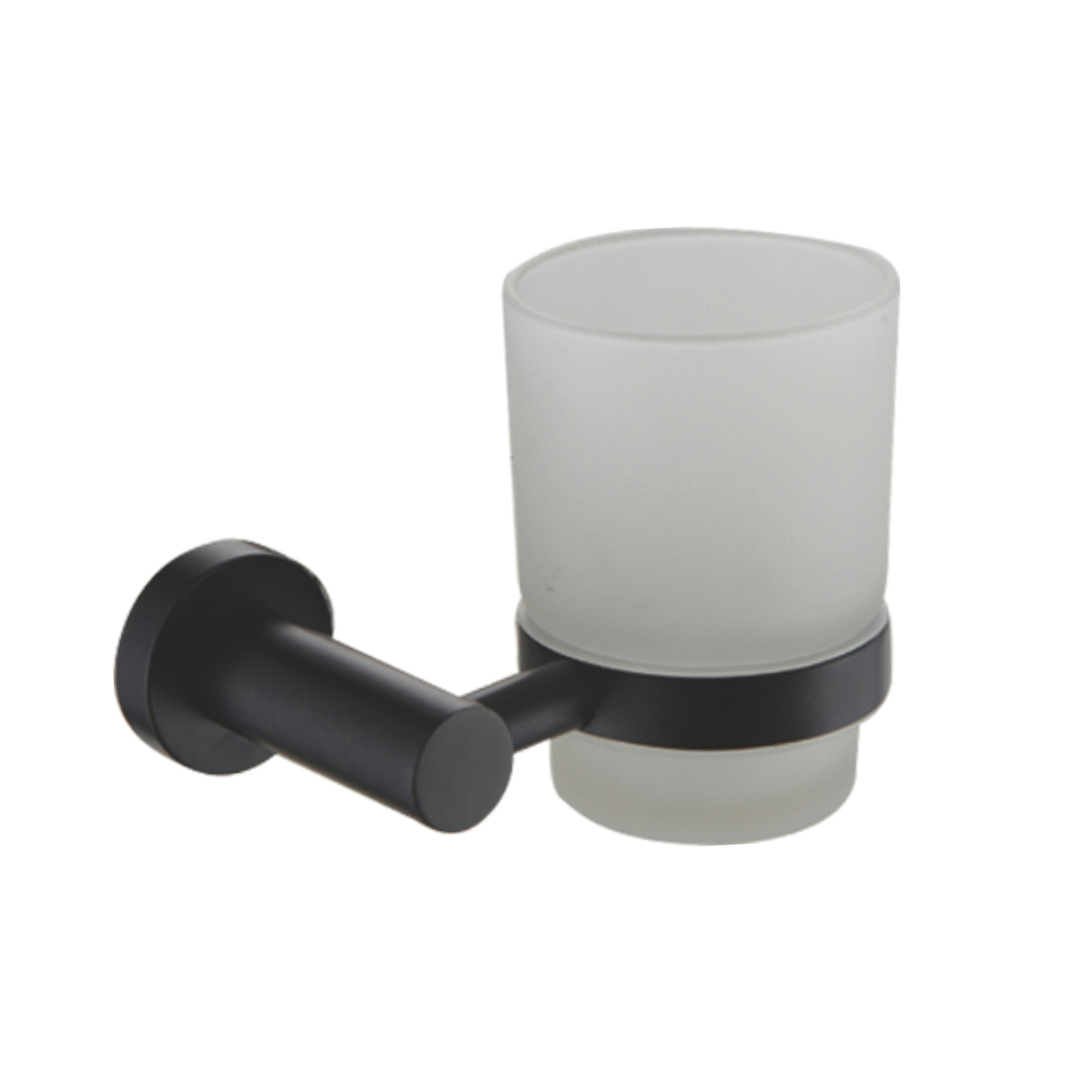 Showerdrape Black Modernity Stainless Steel & Frosted Glass Wall Mounted Toothbrush Holder