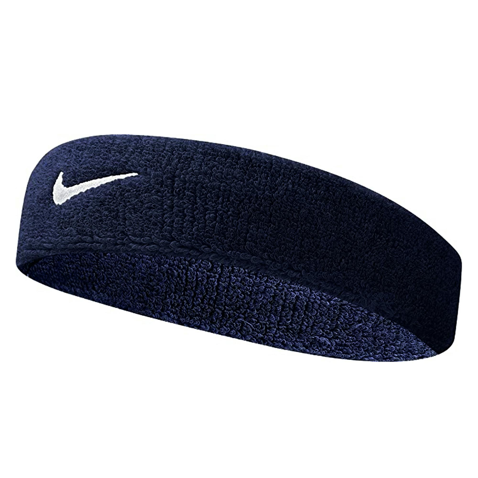 Nike White Swoosh Headband - Navy/ - Navy/ - One Size - 100% Mixed