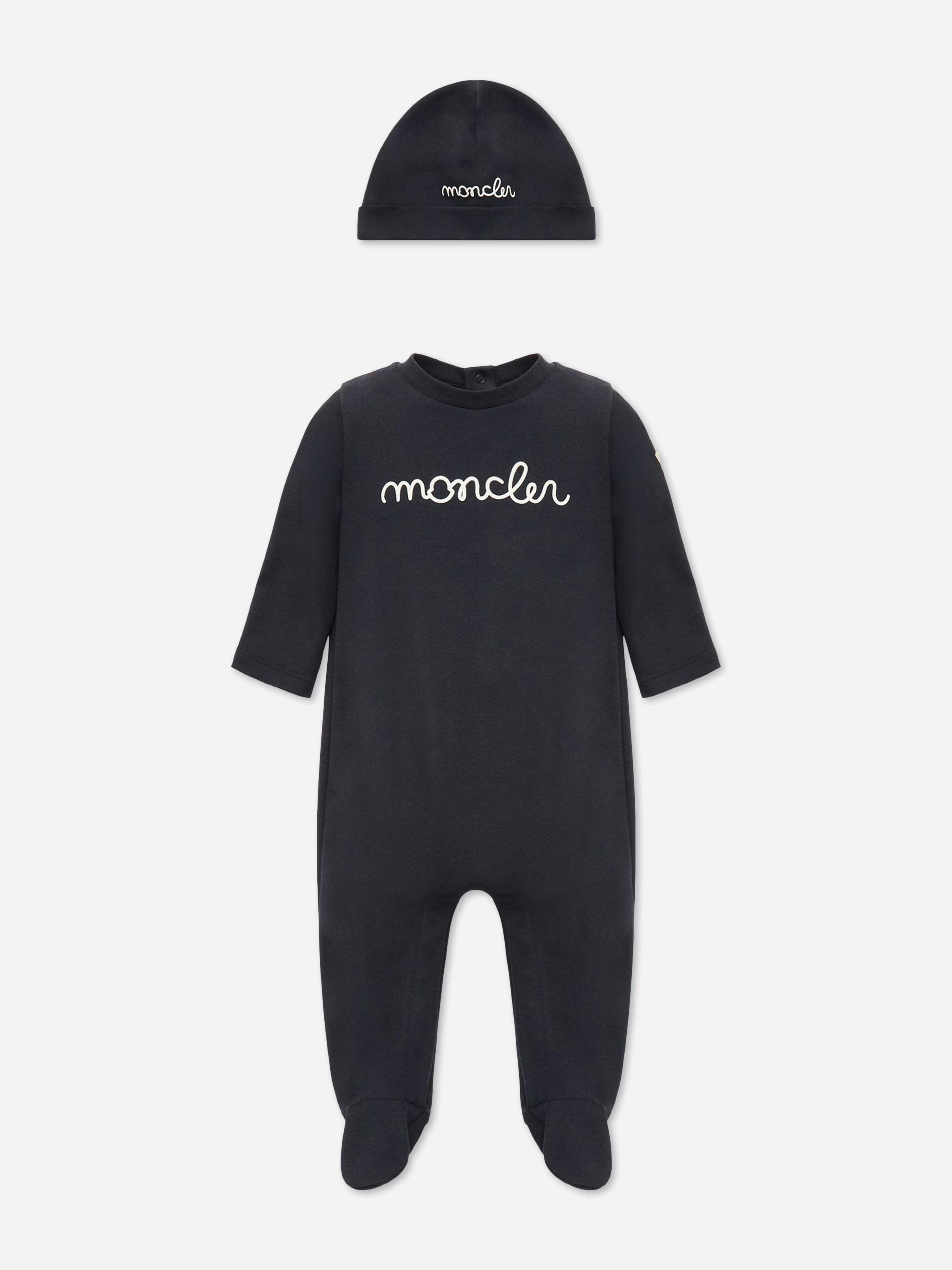Moncler Kids' Cotton All-in-One and Hat Clothing Set - Navy 778 - Size 1-3 Mnth - Image 3