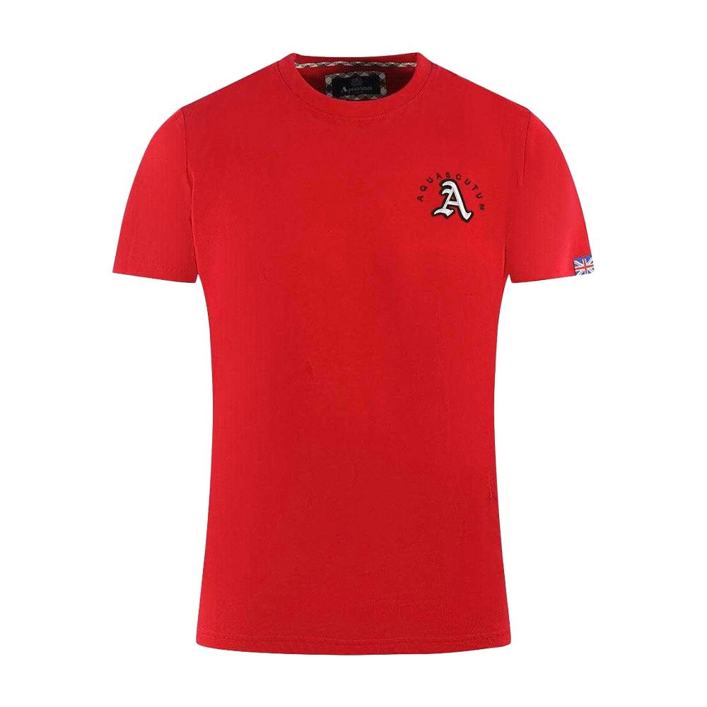 Aquascutum Men's Red London Embroide Logo T-Shirt - S - 100% Cotton