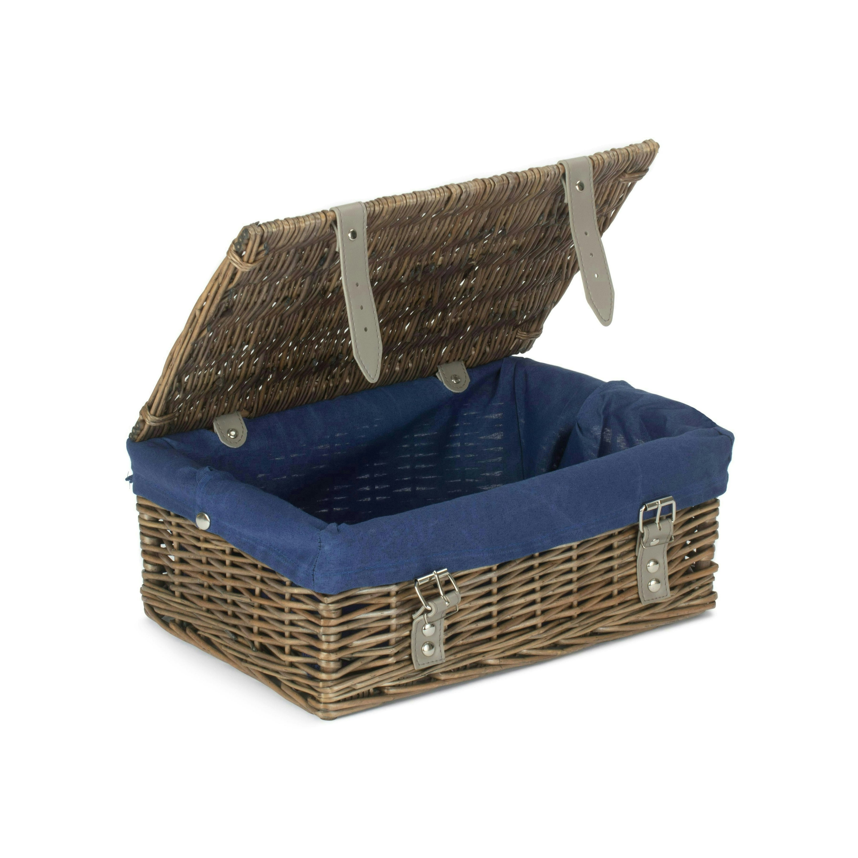 Red Hamper Red/Blue Hamper 36Cm Antique Wash Willow Wicker Picnic Basket