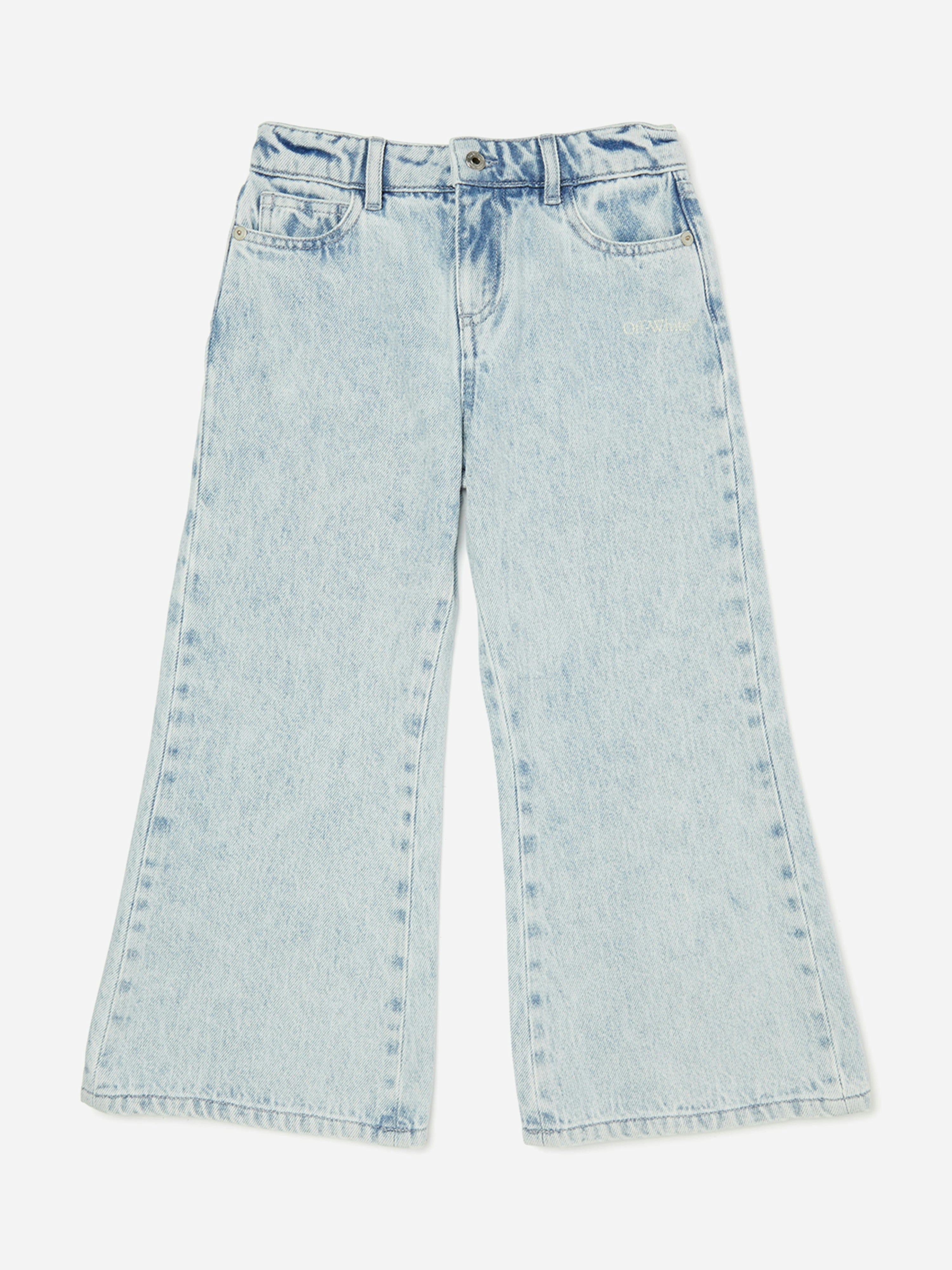 Off-White Girls White/Blue Off- Diag Sketch Denim Jeans In - 10 Yrs