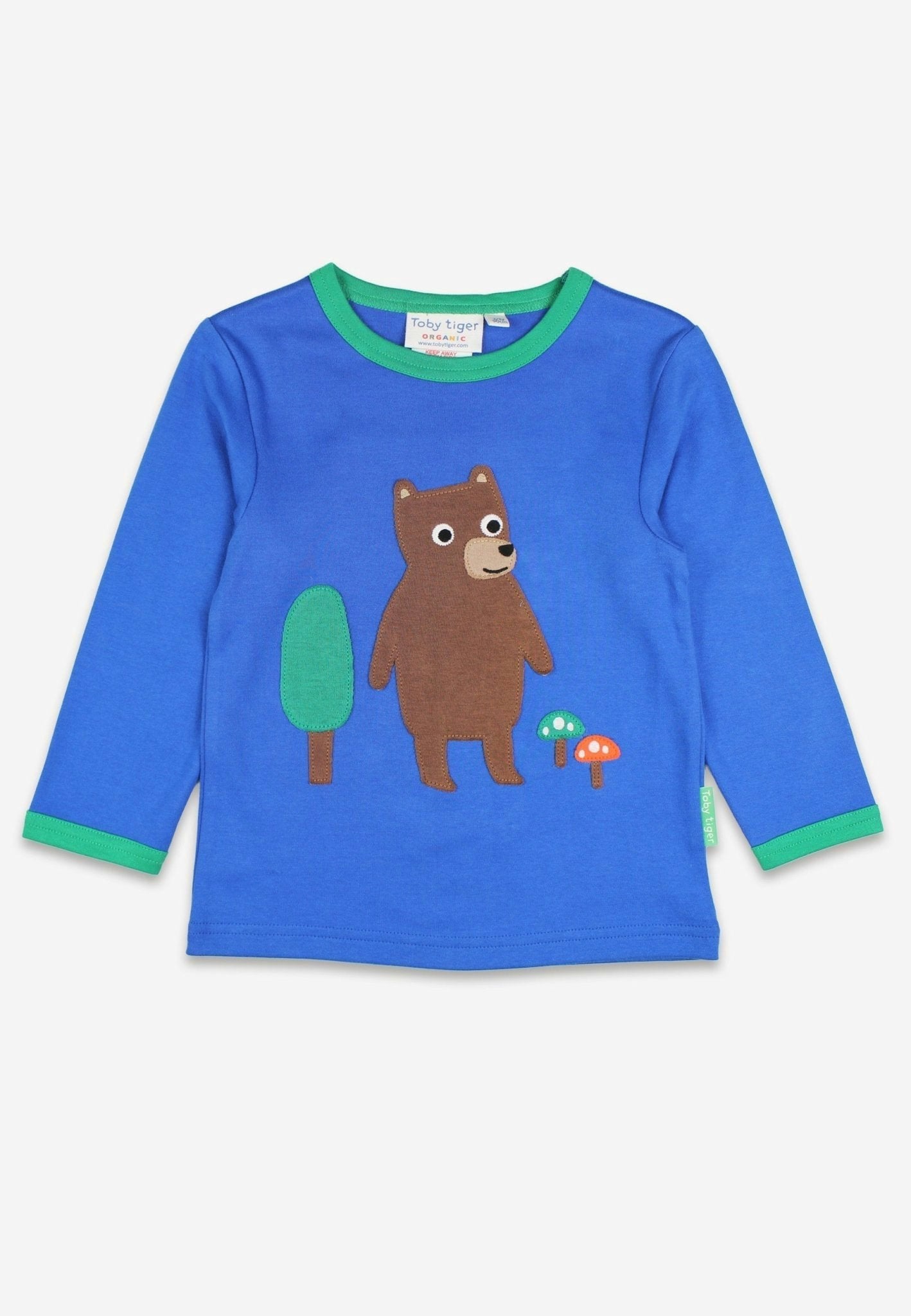 Toby Tiger Brown Organic Bear Applique Long-Sleeved T-Shirt - 6-7Y / 122Cm
