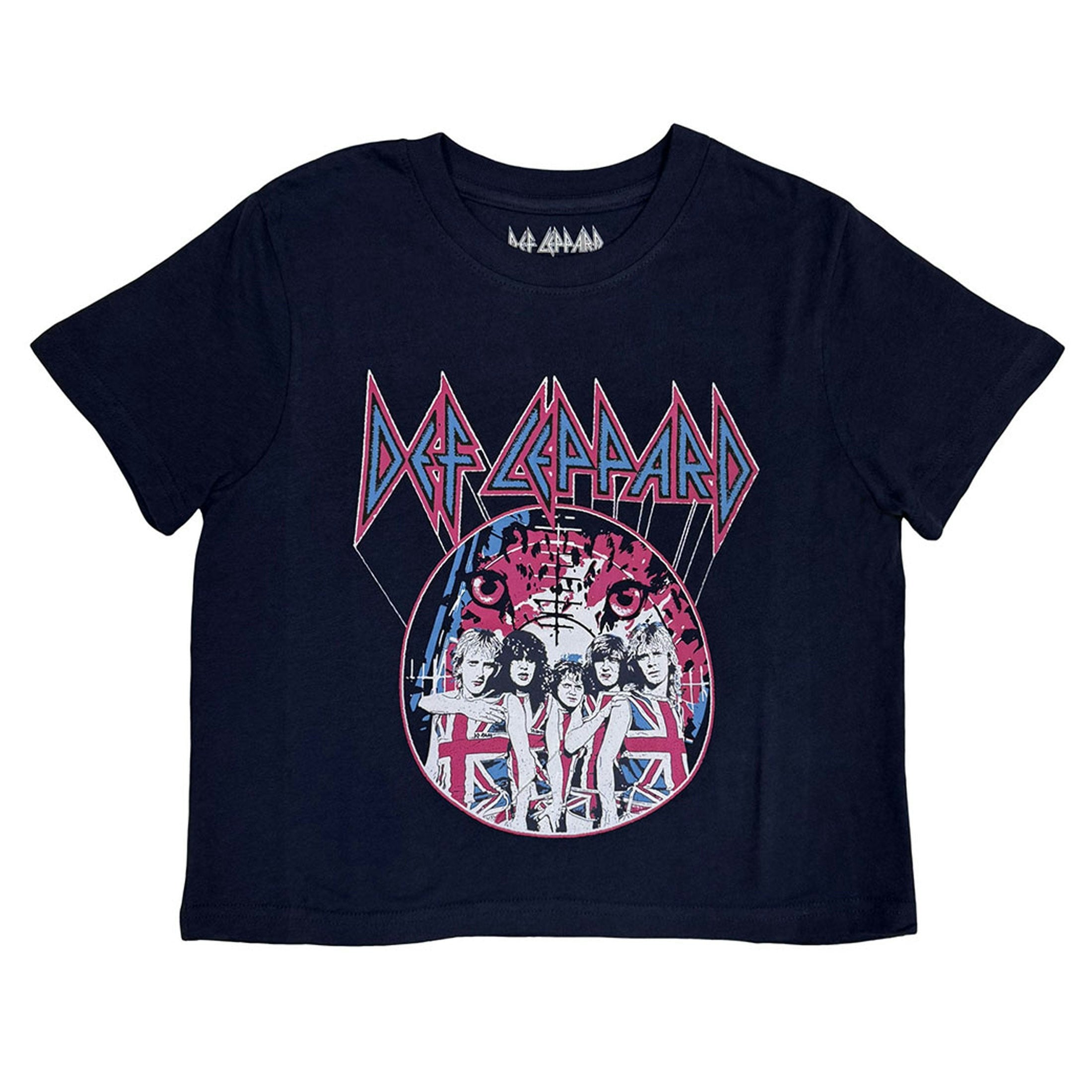 Paradiso Clothing Women's Black Def Leppard Pyro Tour Crop Top T Shirt - S
