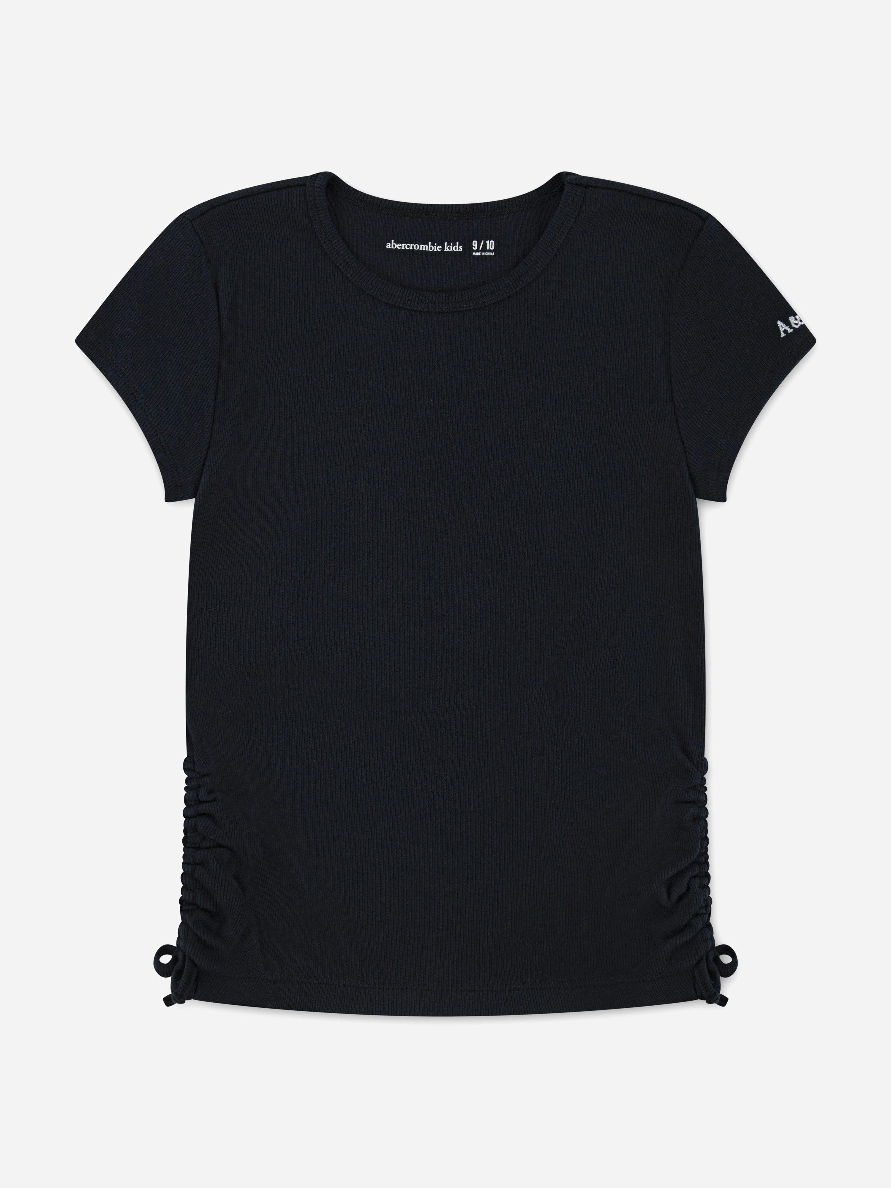 Abercrombie & Fitch Girls Black Ruched Side Bow T-Shirt In - 13 - 14 Yrs