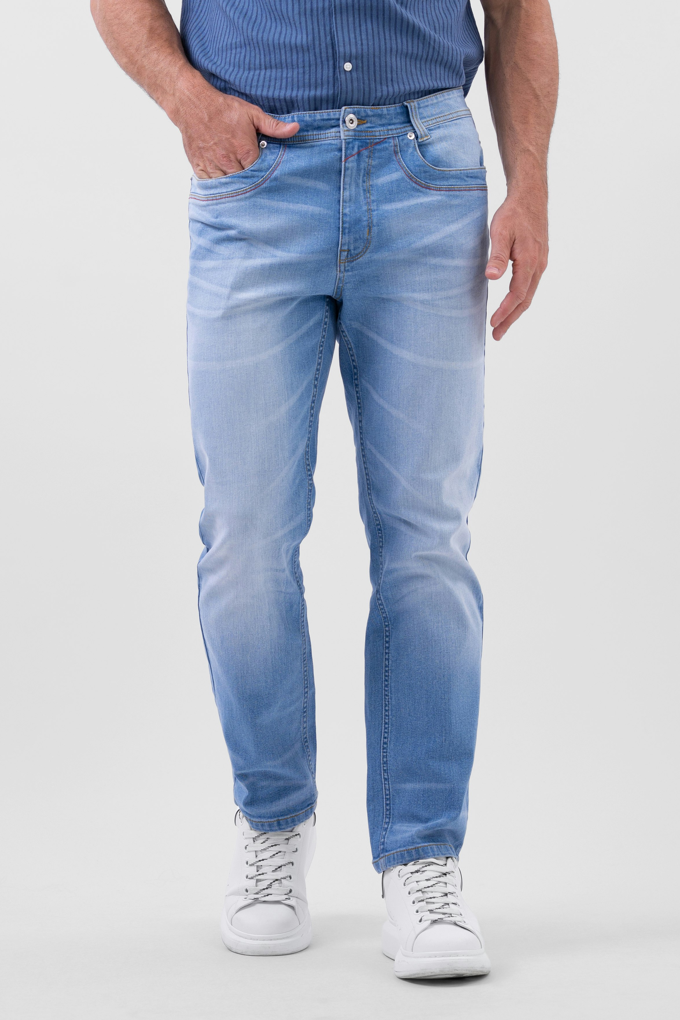 Enorsia Light/Blue Authentic Straight Leg Jeans - 36 - 98.5% Cotton, 1.5% Spandex