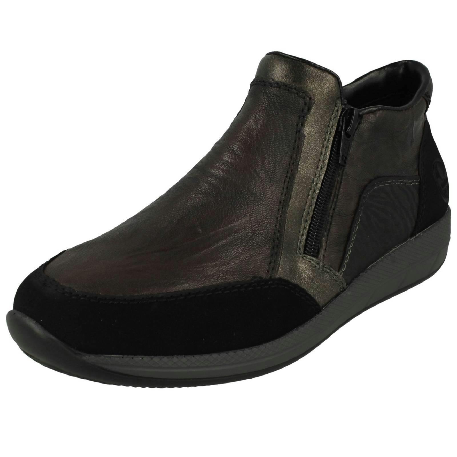 Rieker Women's Grey Fleece Lined Dual Zipped Ankle Boots N1152 - Combination - Uk 7.5