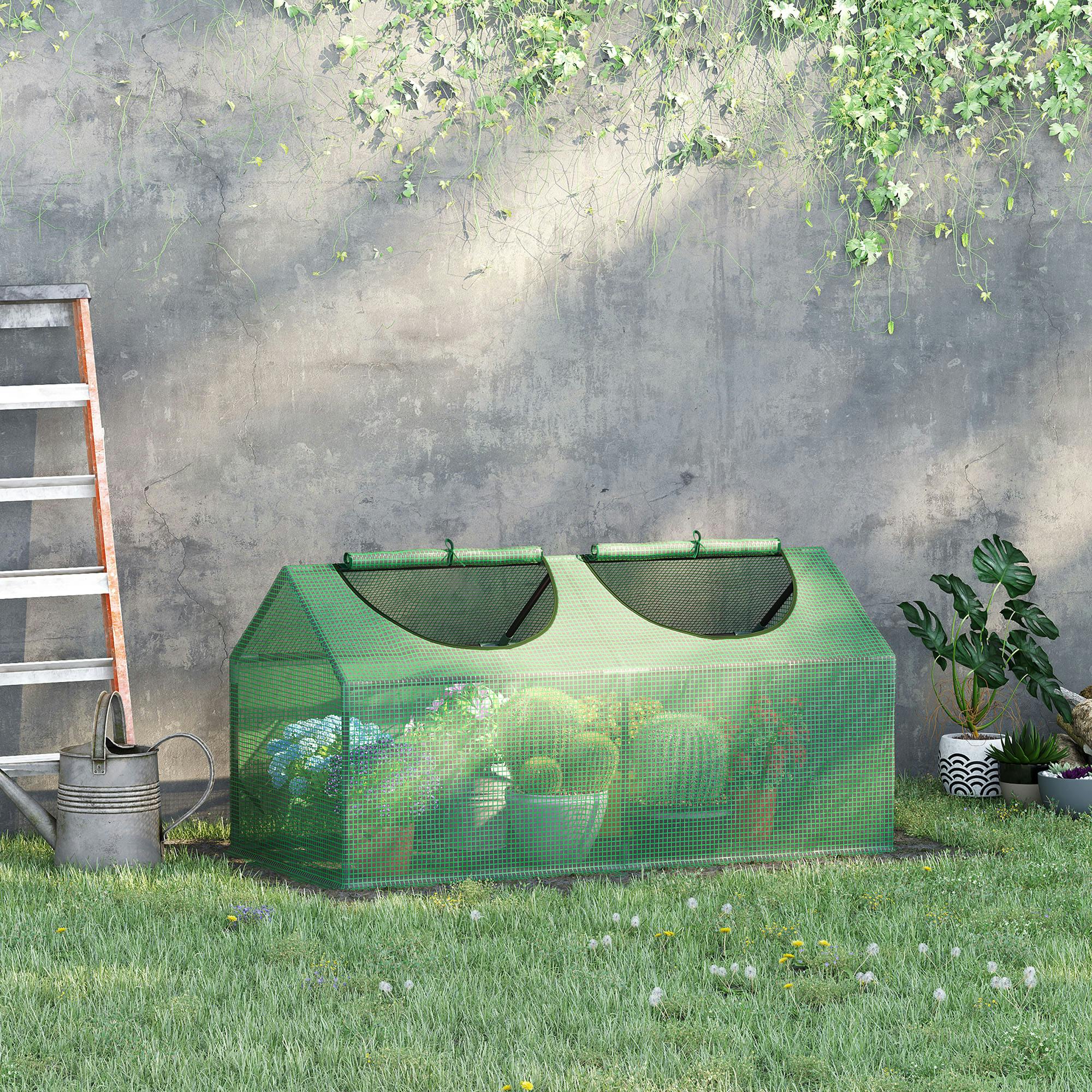 Outsunny Mini Greenhouse - PE Cover - 119W x 60D x 60H cm - Green - Image 3