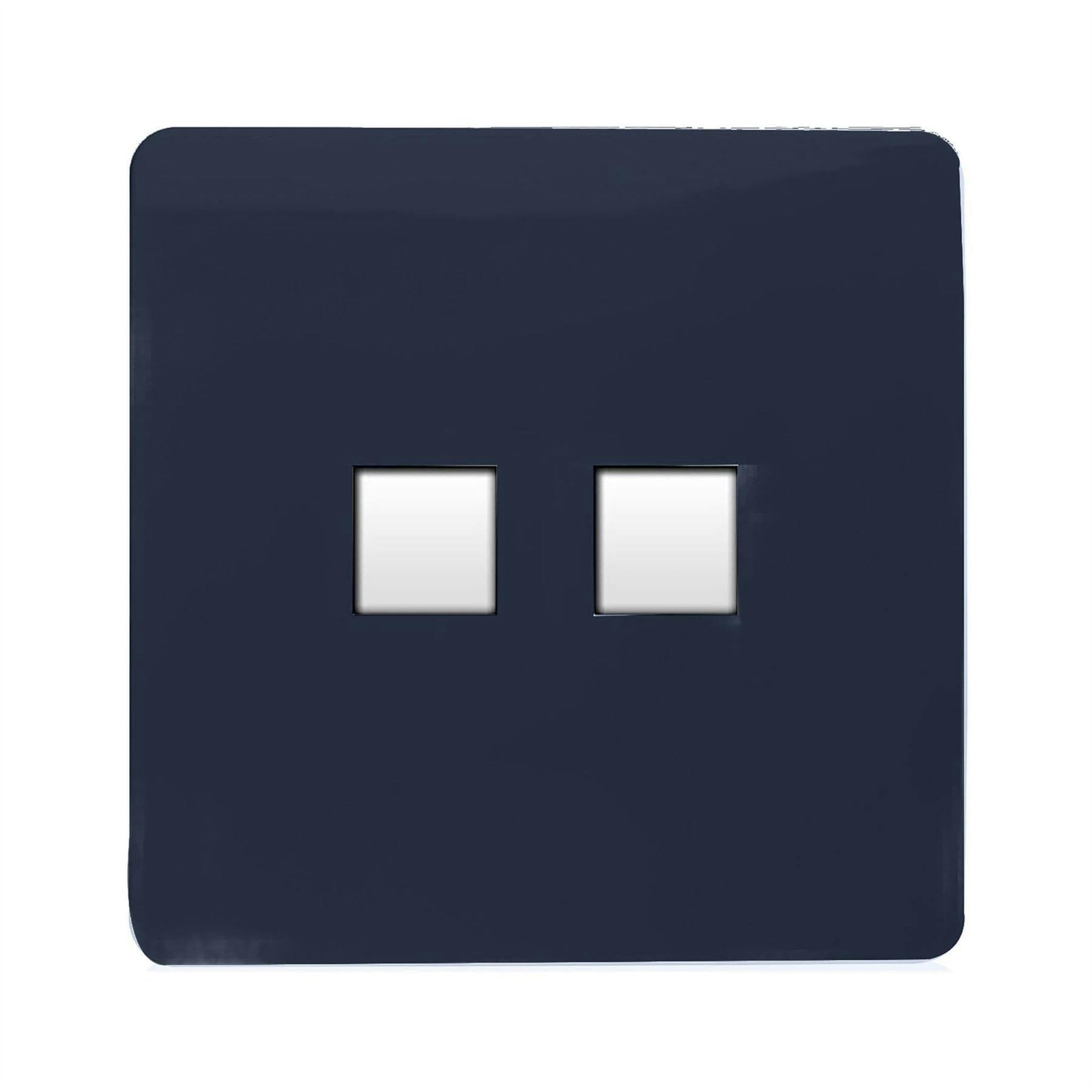 Trendi Switch 2 Gang Rj45 Cat 6 Ethernet & Telephone Secondary Sockets - Navy Blue - Image 4