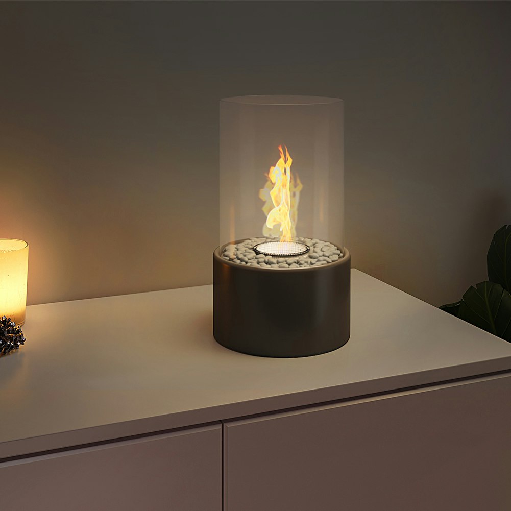 Living And Home Light/Black Tabletop Fireplaces Bio Ethanol Fireplace Smokeless Heater For Dancing Flame