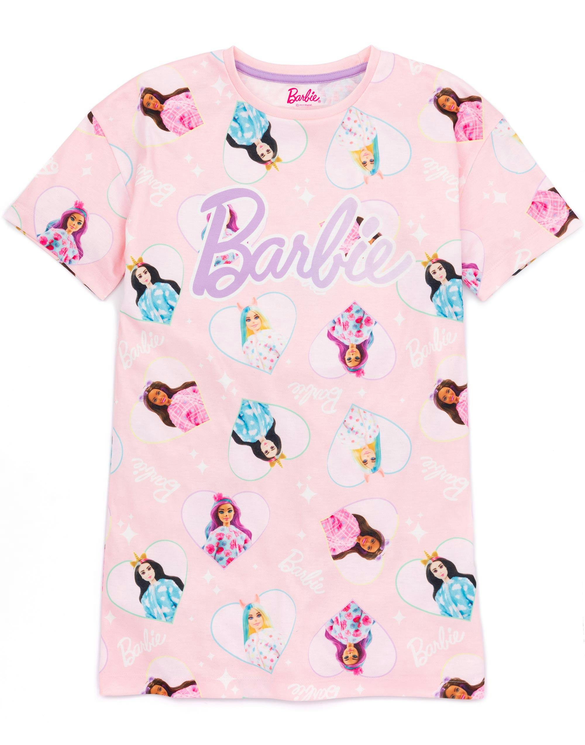 Vanilla Underground Girls Pink Barbie Short Sleeve Nightdress - 3-4 Years