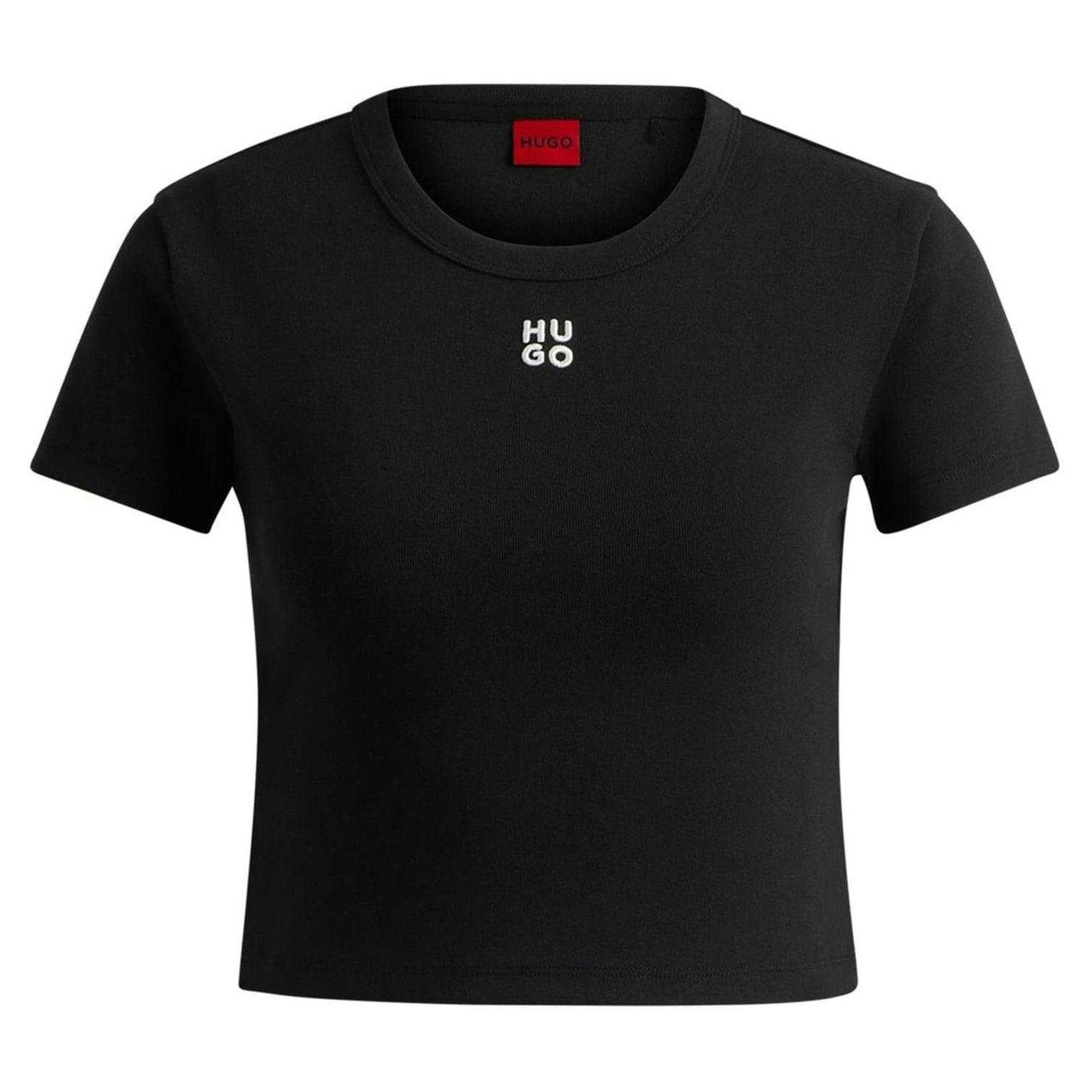 Hugo Women's Black Logo Cotton Crop T-Shirt - M - 100% Mixed