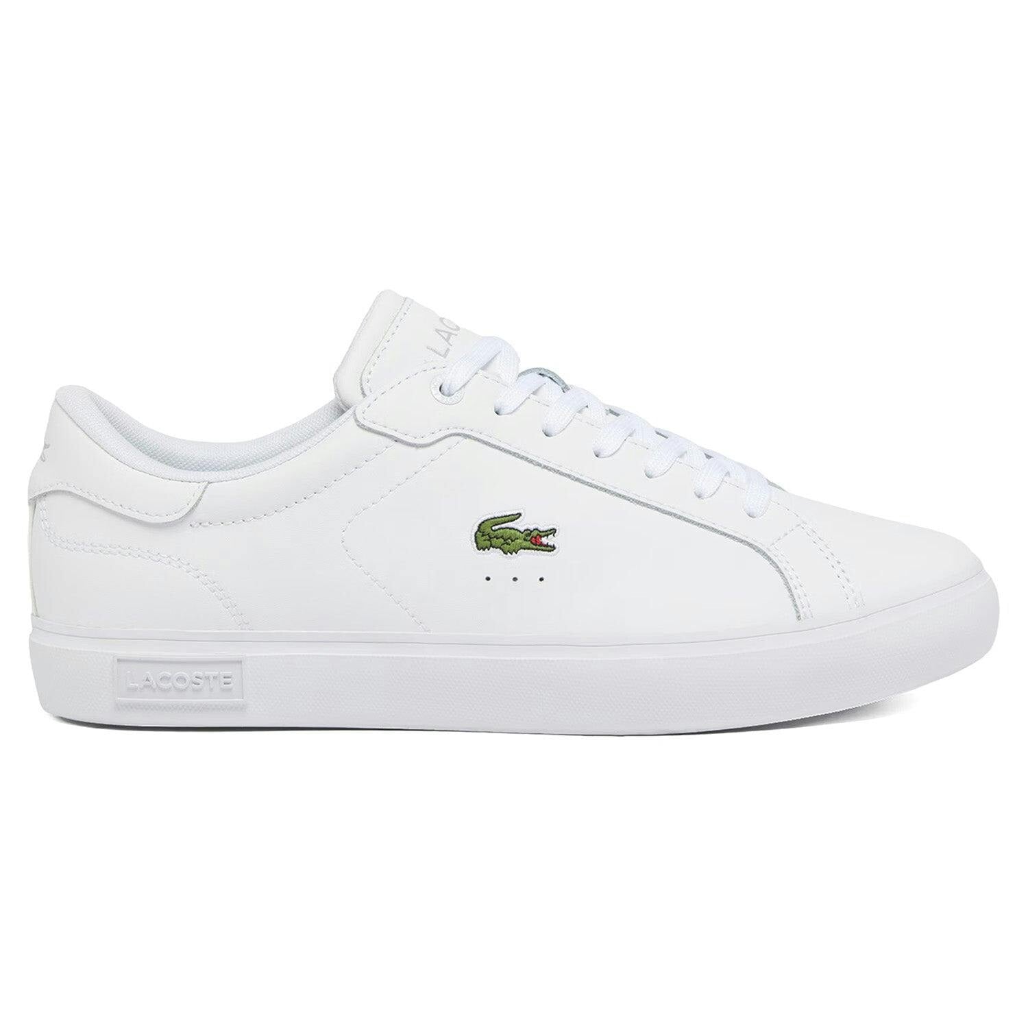 Lacoste Powercourt 125 2 SMA Leather Trainers, White/White - 9 UK - Image 4