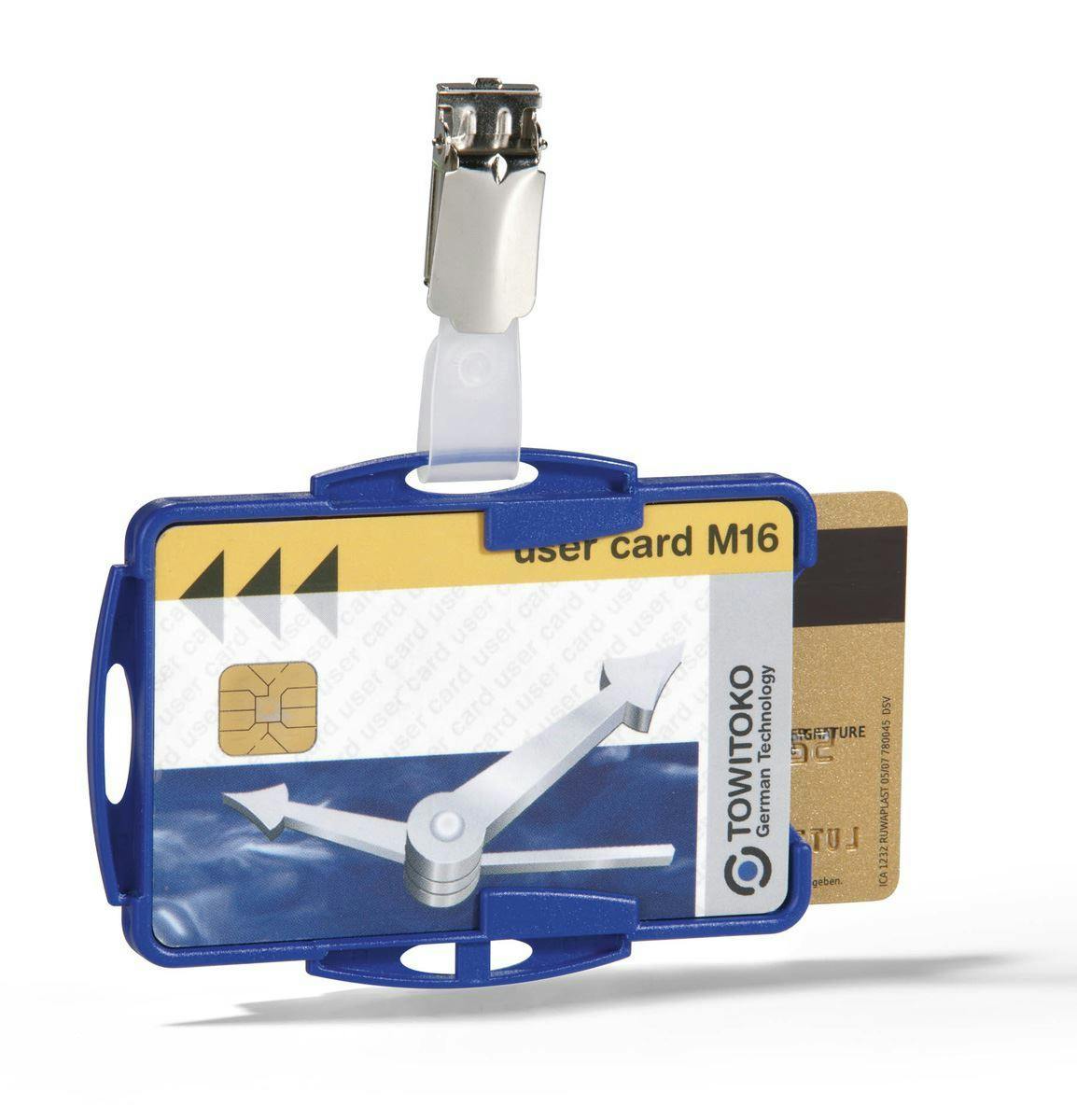 Durable Blue Duo 2 Card Security Pass Id Badge Holders With Clip | 25 Pack |