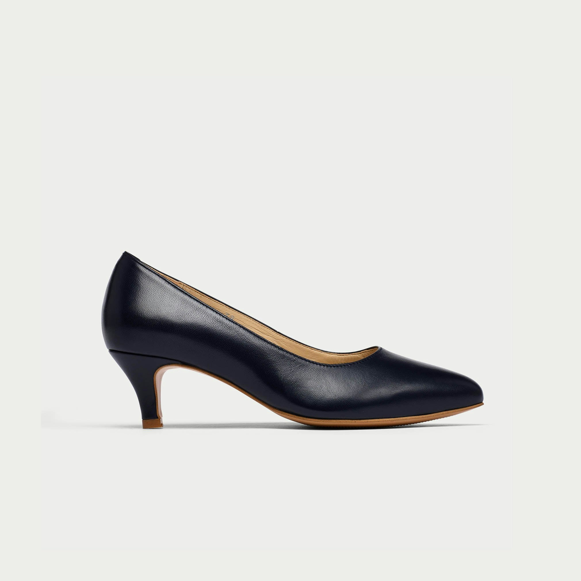 Calla Ava Kitten Heel Shoes For Bunions & Wide Feet - Navy Leather - Eu 39.5