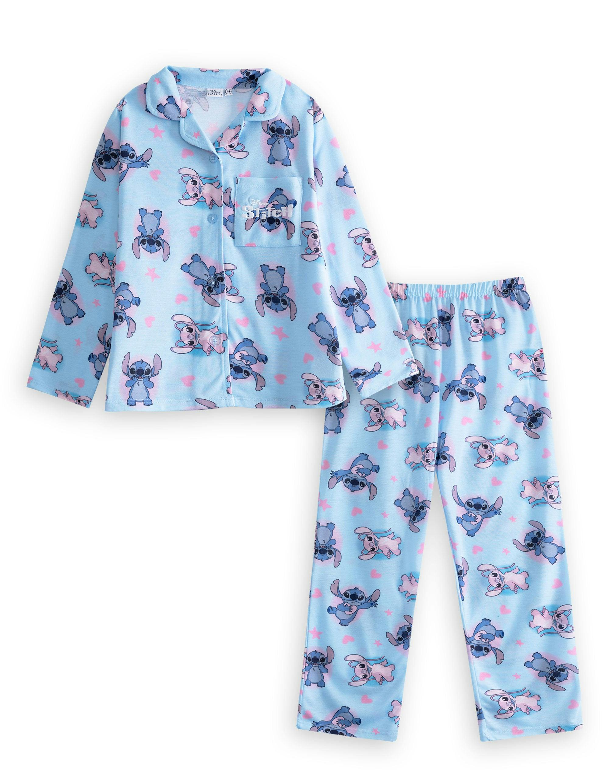 Vanilla Underground Girls Blue Disney Lilo & Stitch Character Long Sleeve Long Leg Pyjama Set - 5-6 Years