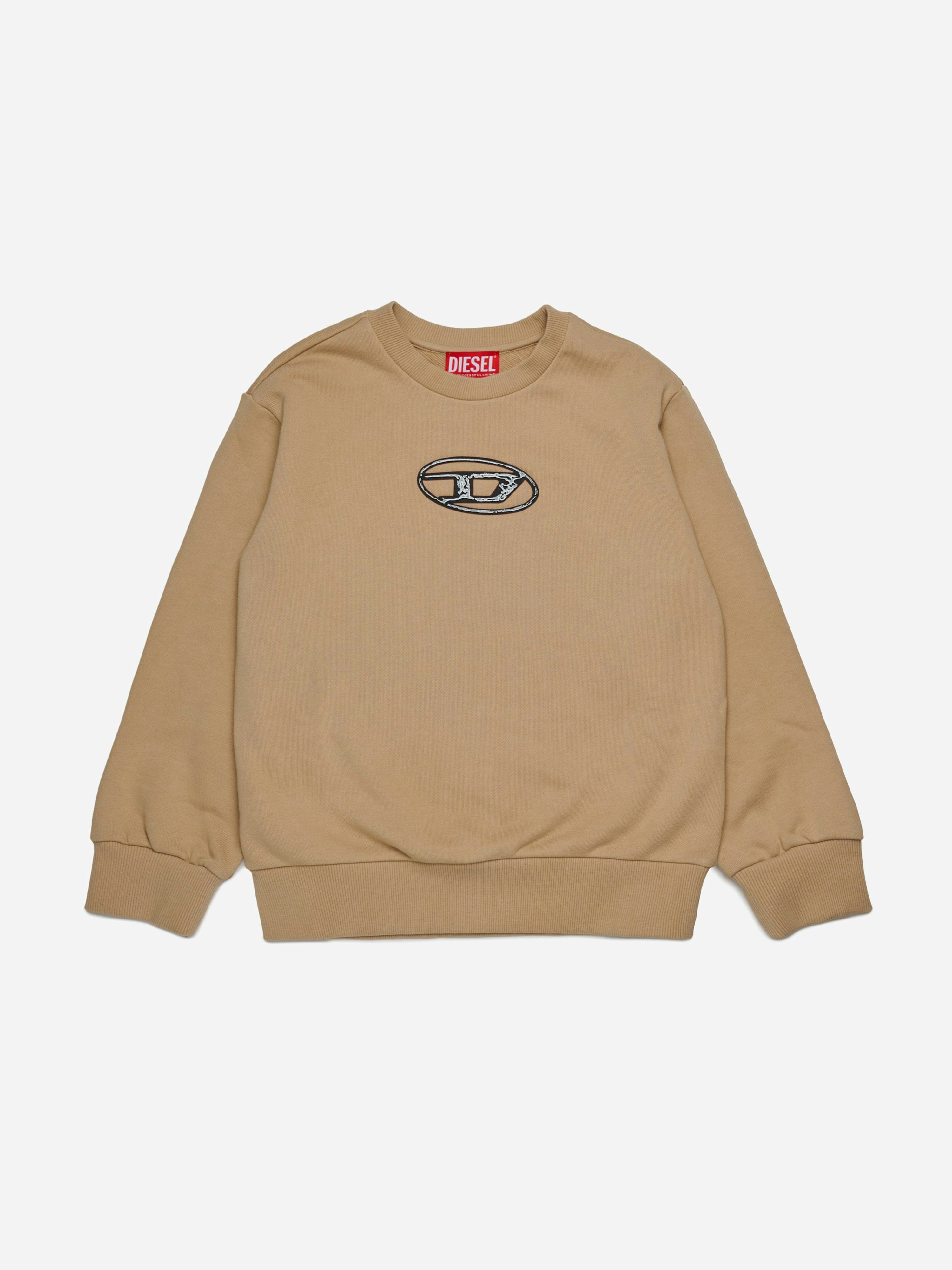 Diesel Boys Beige Oval D Logo Sweatshirt In - 16 Yrs