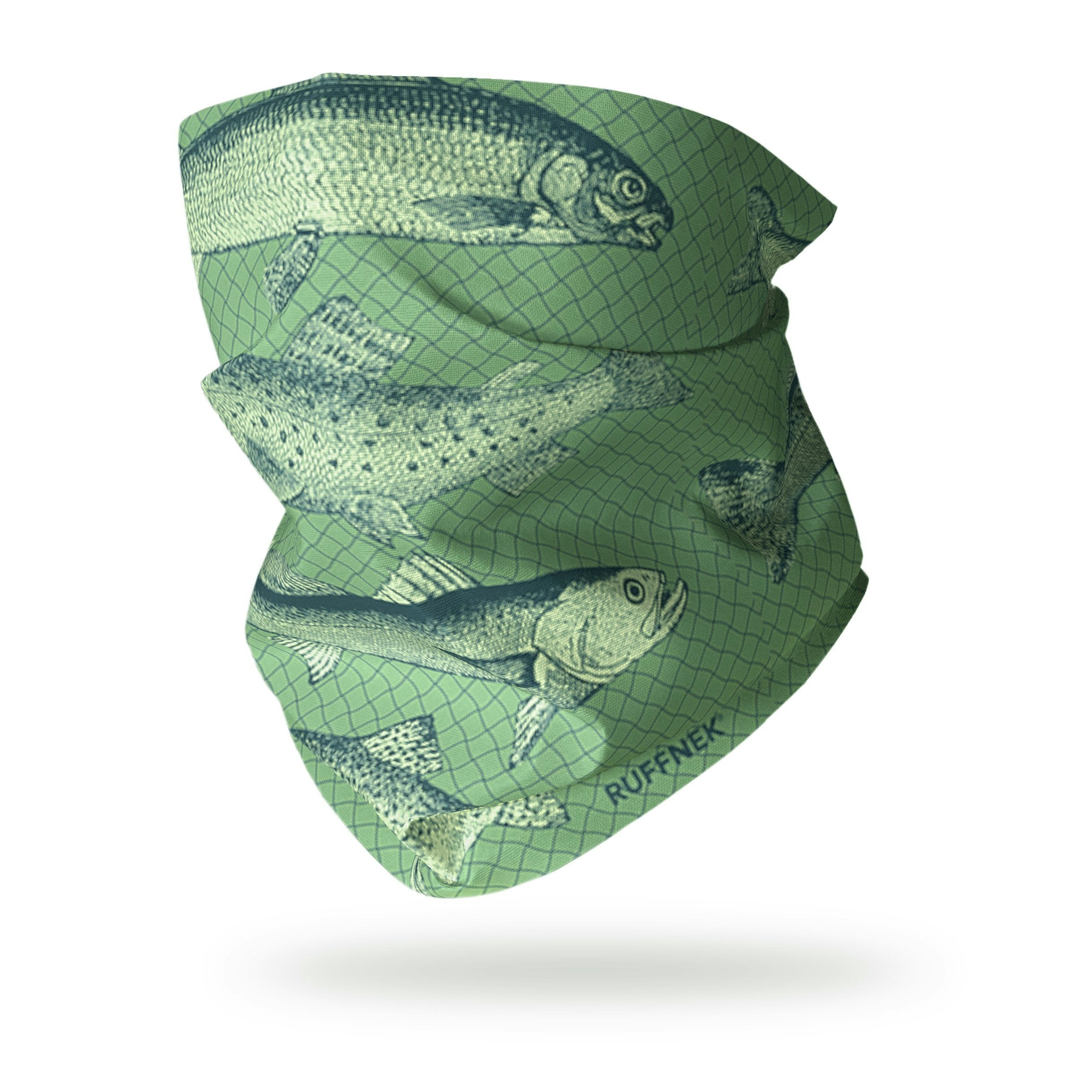 Ruffnek Men's Green Vintage Trout Fishing Snood Neck Gaiter