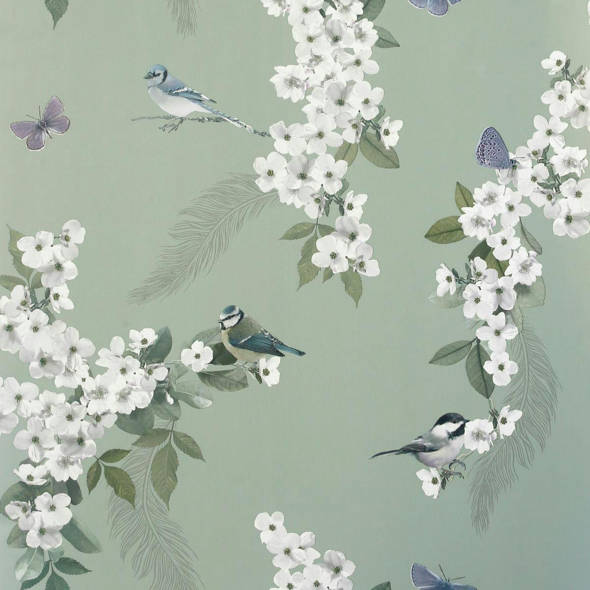 World Of Wallpaper Mitzu Bird Wallpaper - Sage - Sage - One Size - 100% Mixed
