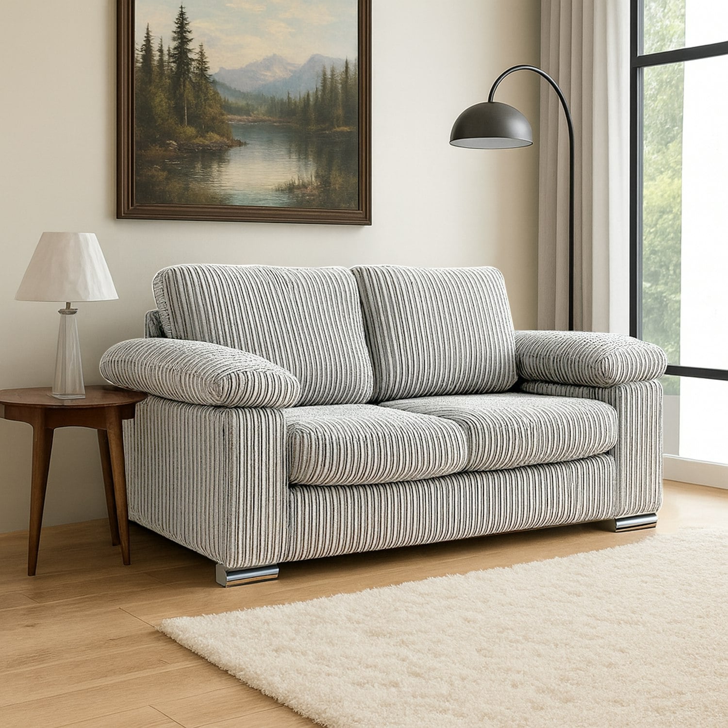 Furnishings For Less Silver Delta Full Jumbo Cord 2 Seater Sofa