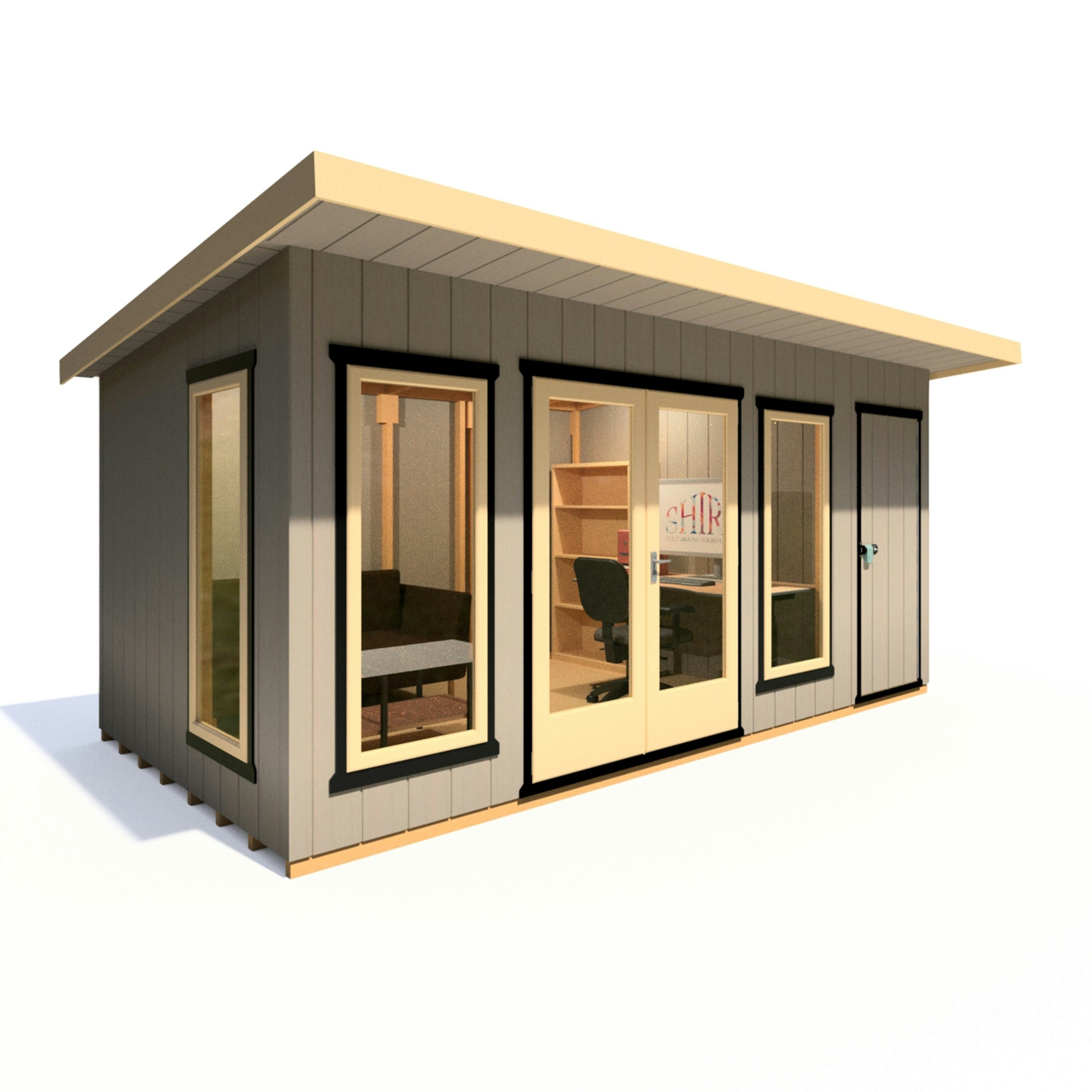 Rackhams Light 16X8 Insulated Garden Studio Office And Store Pent Roof