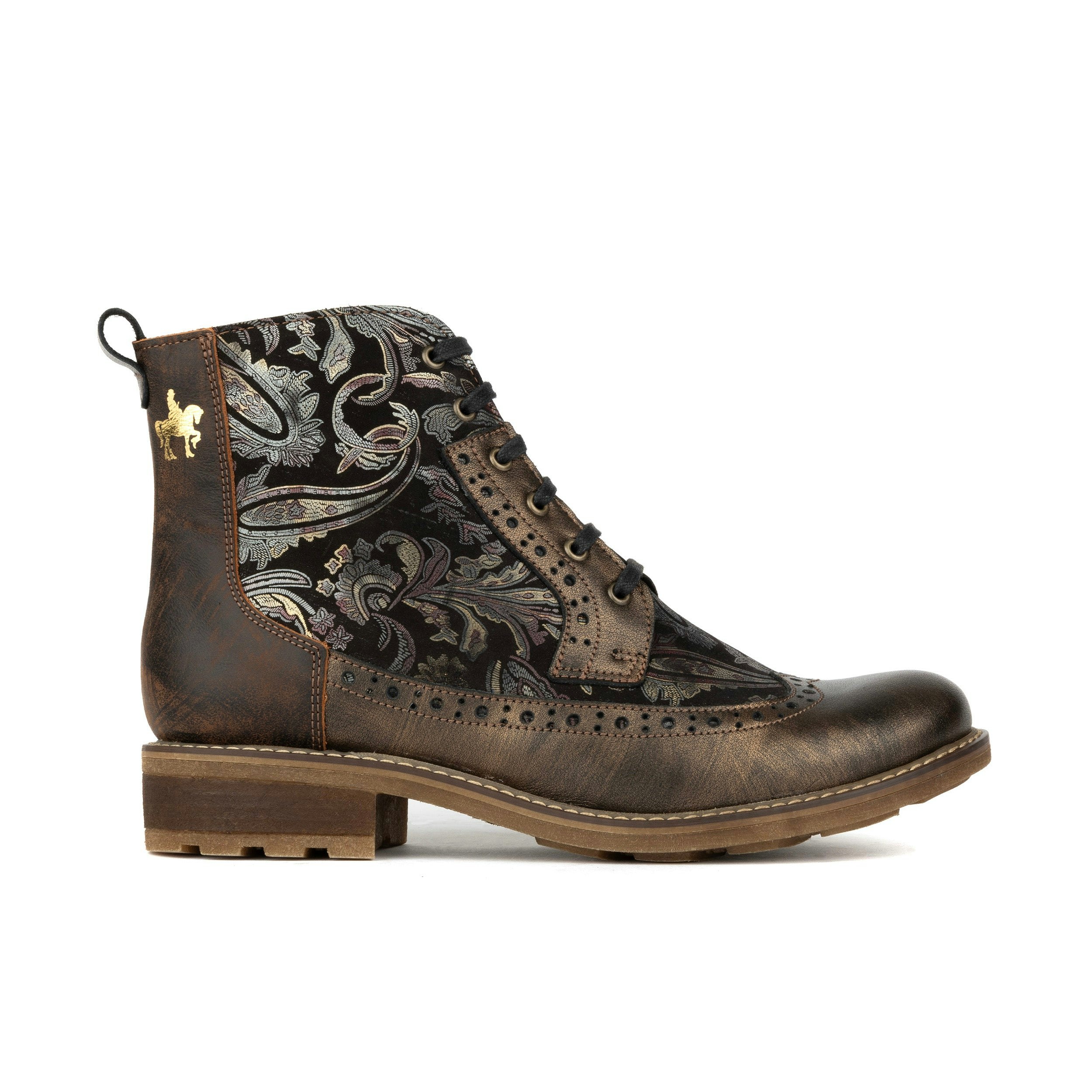 Embassy London Women's Bronze/Black Milliner - & Floral - Leather Round Toe Rubber Sole Ankle Boot In - Uk 11 / Eu 44 / Us 13