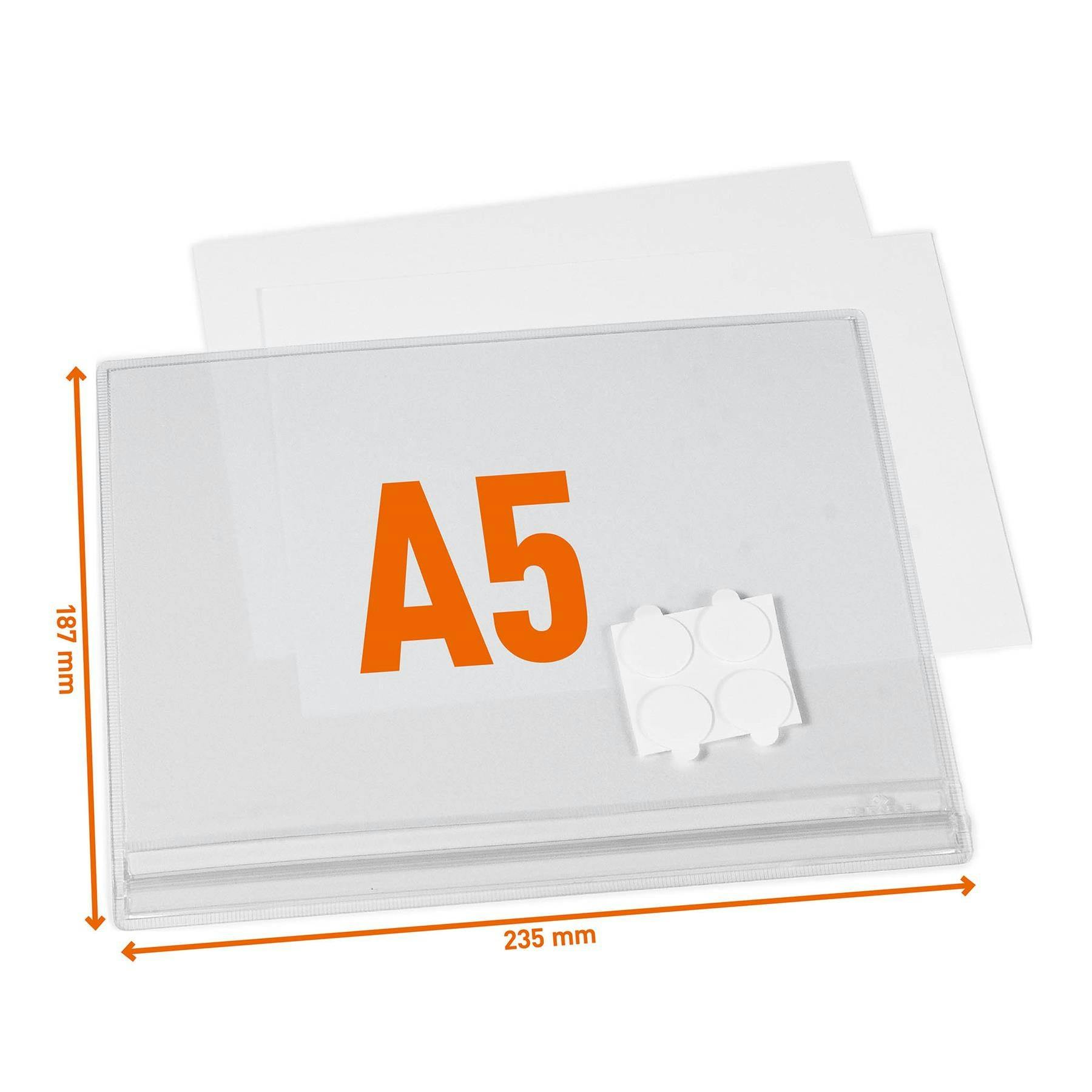 Rackhams Water Resistant Uv Anti-Reflective Adhesive Pockets | 5 Pack | A5 Clear