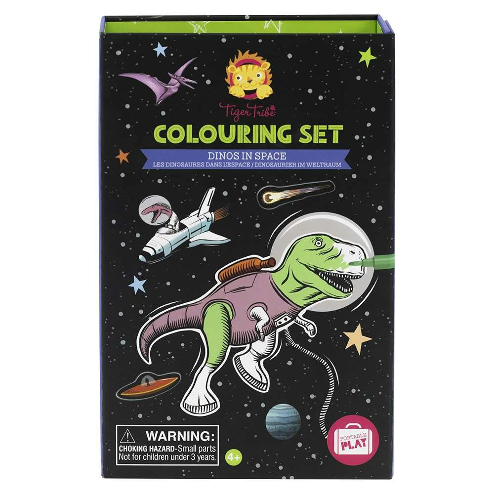 Tiger Tribe Black Colouring Set - Dinos In Space