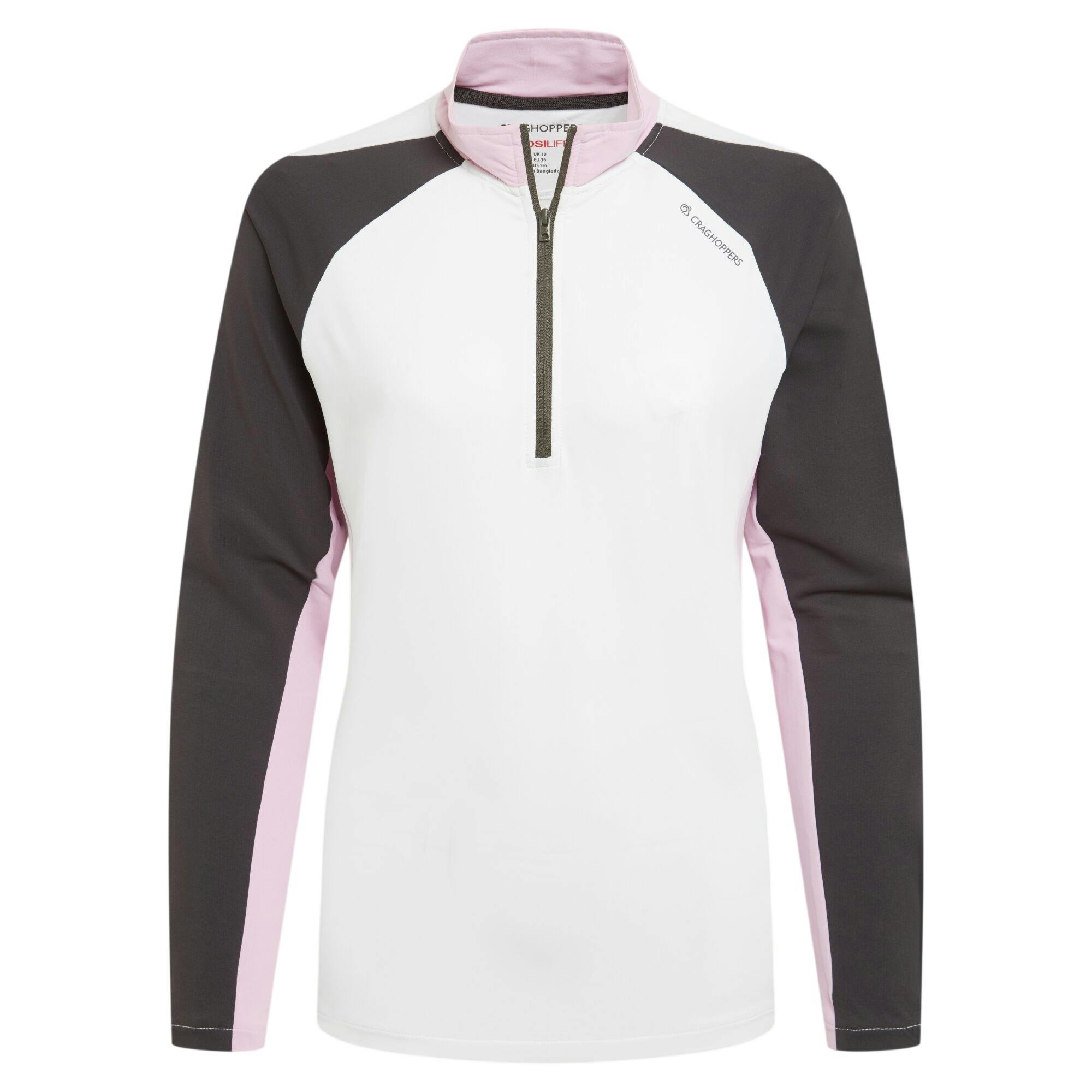 Craghoppers Nosilife Half Zip Golf Top for Women, White, Size 8 UK, Long Sleeve Insect Repellent Shirt with UPF 50+ Protection - Image 2
