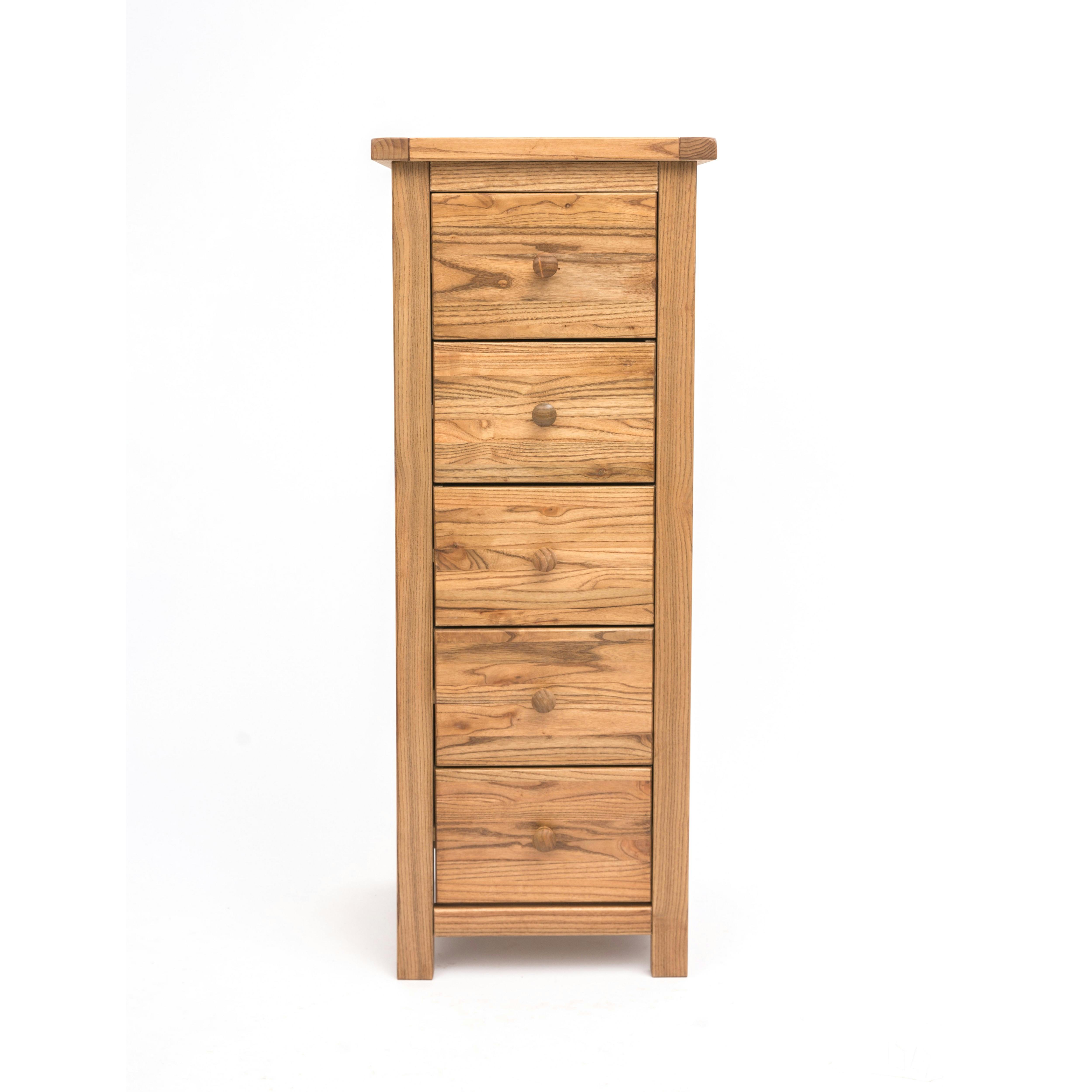 Cabinet Bits Light Trivento 5 Drawer Narrow Chest Of Drawers Wood Knob - Natural