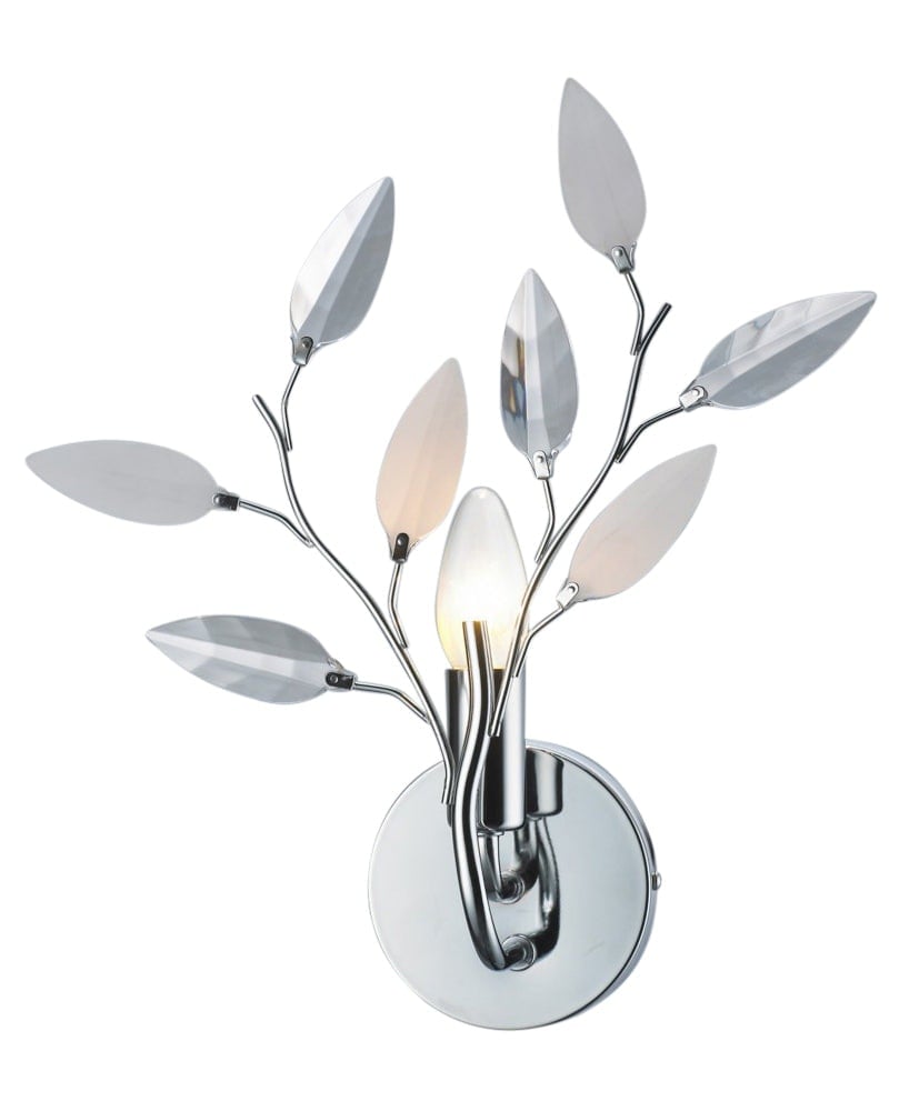 Rackhams Light/White Modern Birch Chrome Wall Fixture With Clear And Leaves