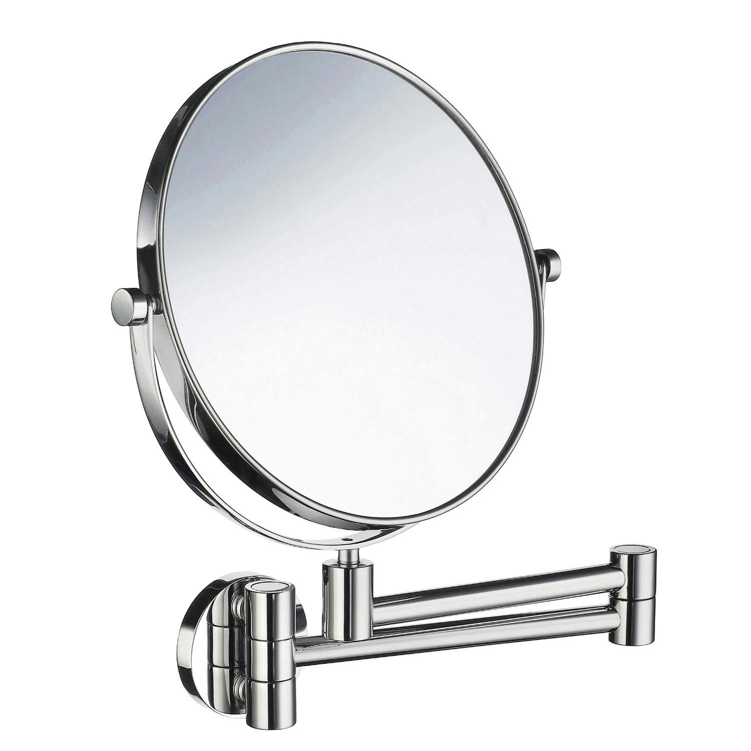 Smedbo Polished Chrome Double Sided Mirror - Wall Mounted Extendable Swing Arm Swivel 7X Magnification Bathroom Makeup Or Shaving