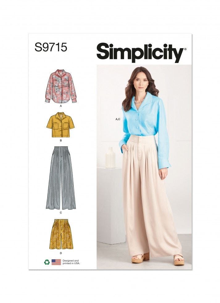 Simplicity Women's Sewing Pattern 9715, Tops, Shirts, Trousers, Shorts For K5 (8-10-12-14-16) - Intermediate - K5 (8-10-12-14-16)