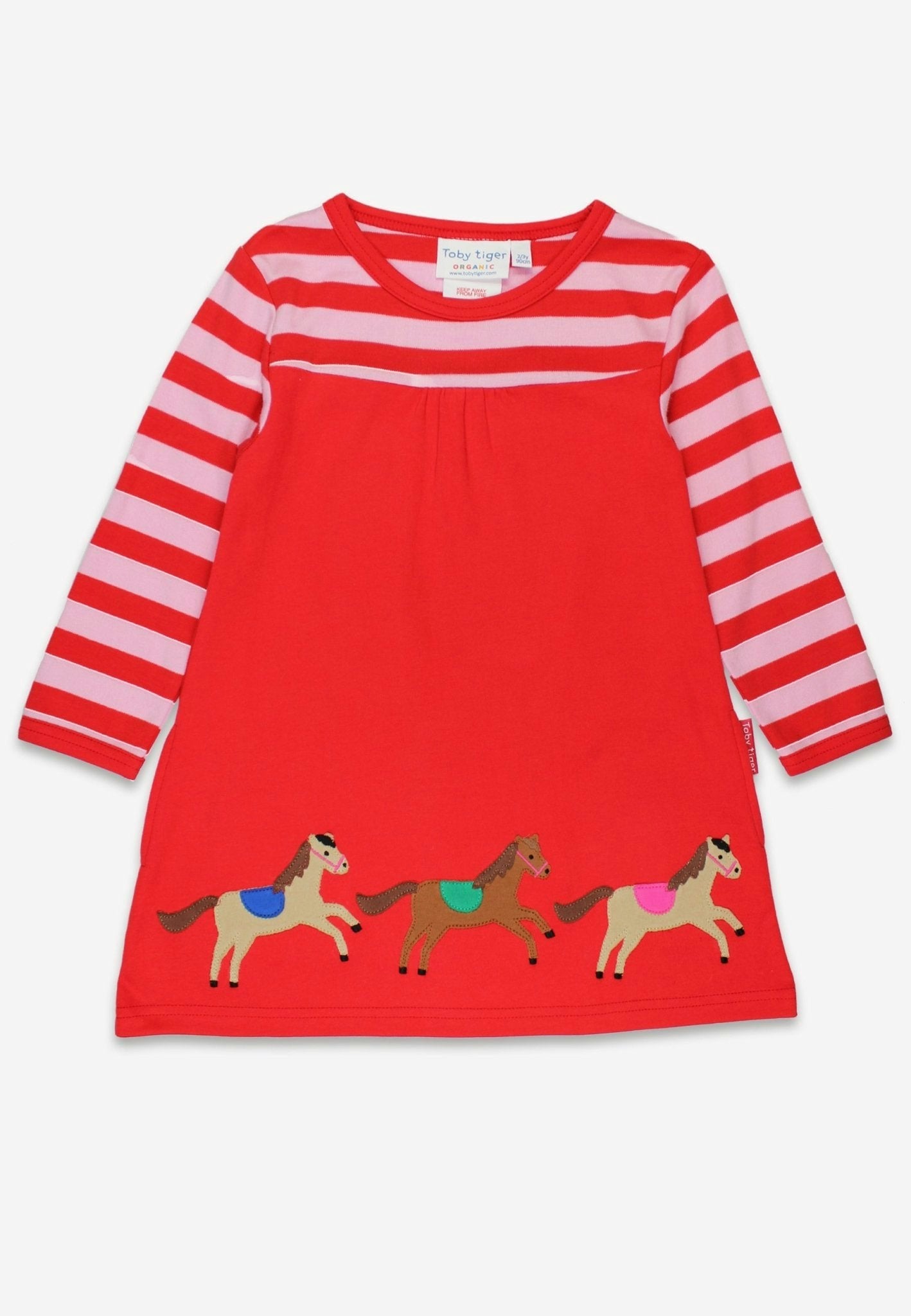 Toby Tiger Pink Organic Horse And Pony Applique Dress - 2-3Y / 98Cm