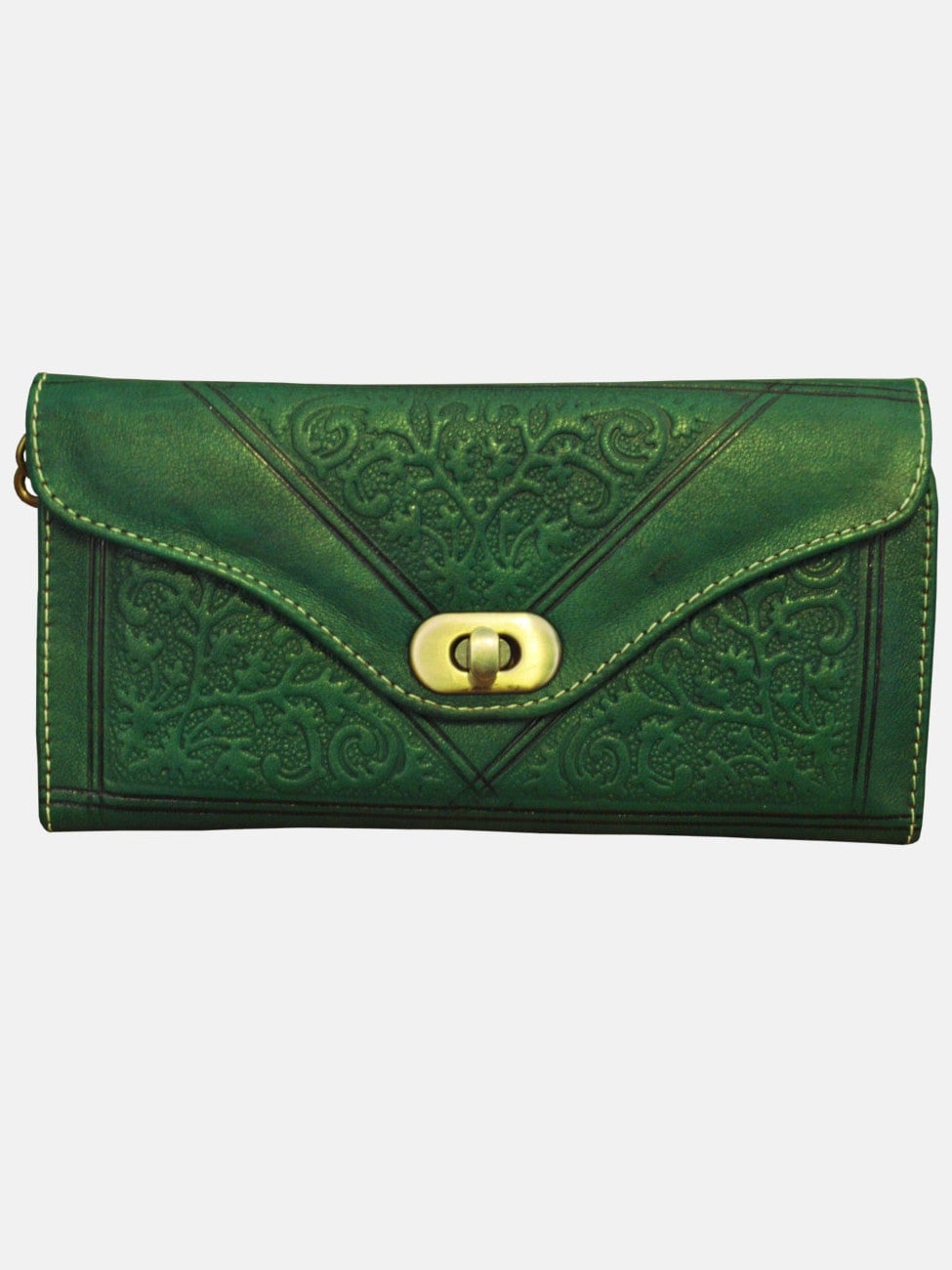 Berber Leather Green Leather Tri-Fold Purse