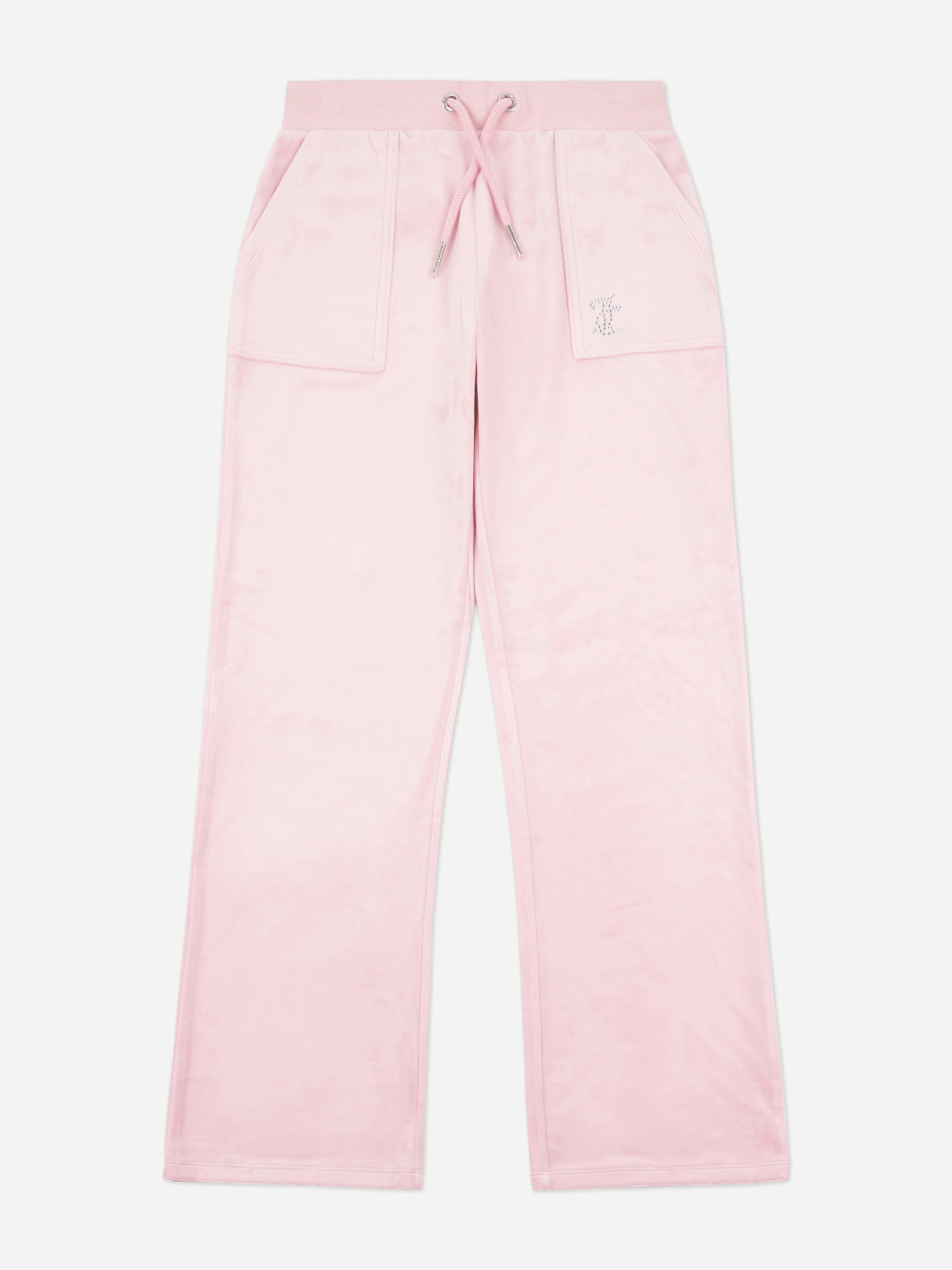 Juicy Couture Girls Pink Diamante Logo Wide Leg Joggers In - 15 - 16 Yrs