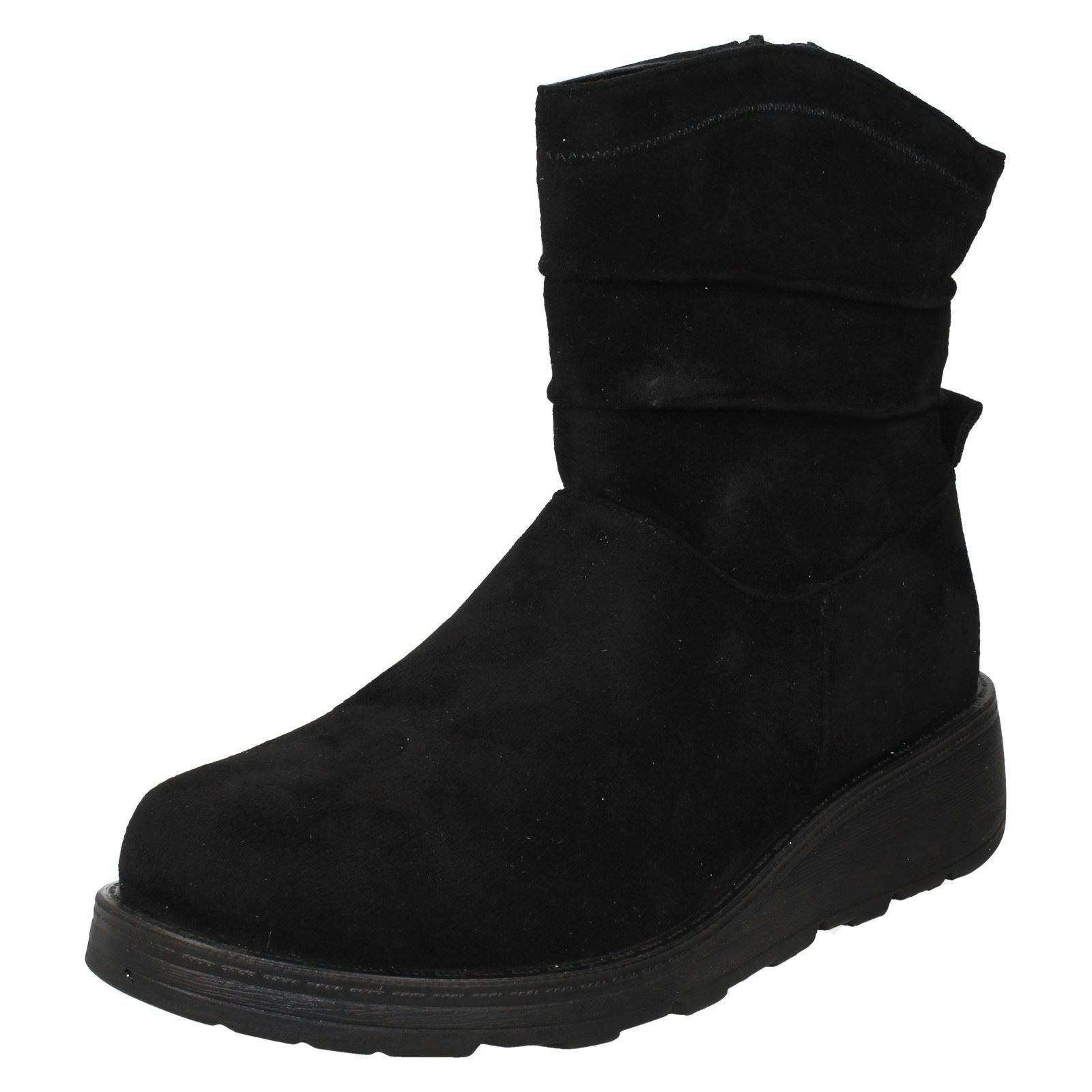 Spot On Women's Black Casual Zip Ankle Boots F51201 - Uk 7