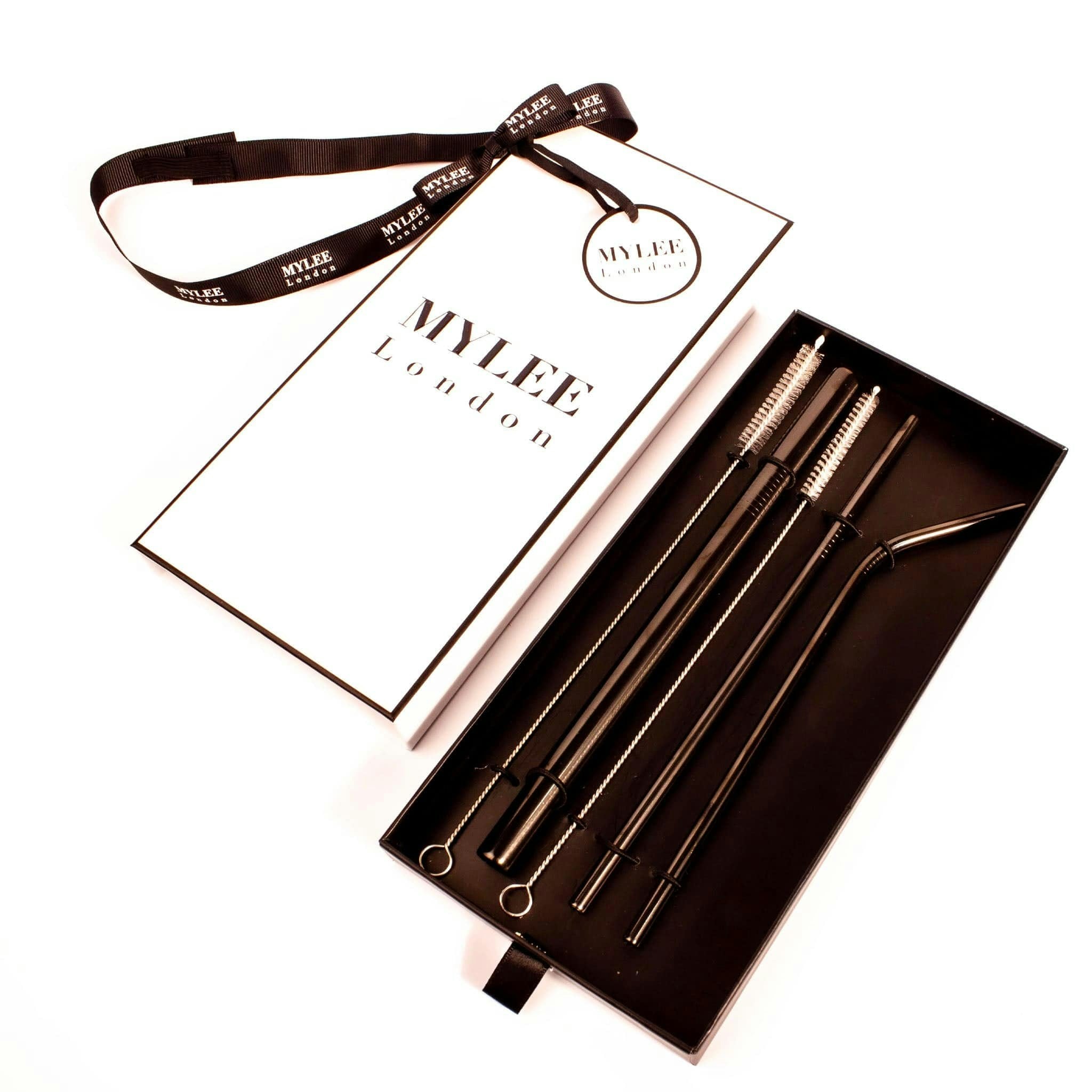 Mylee London Black Personalised Straw Gift Set With Free Gift Wrapping