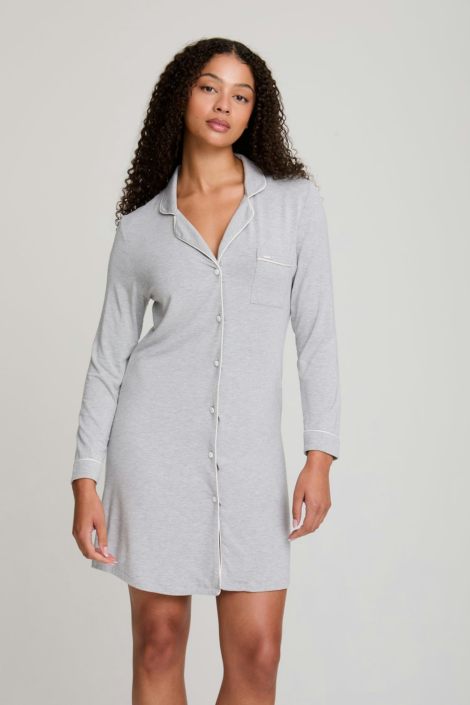 Pretty You London Women's Grey Bamboo Nightshirt In Marl - Uk 14 - Marl