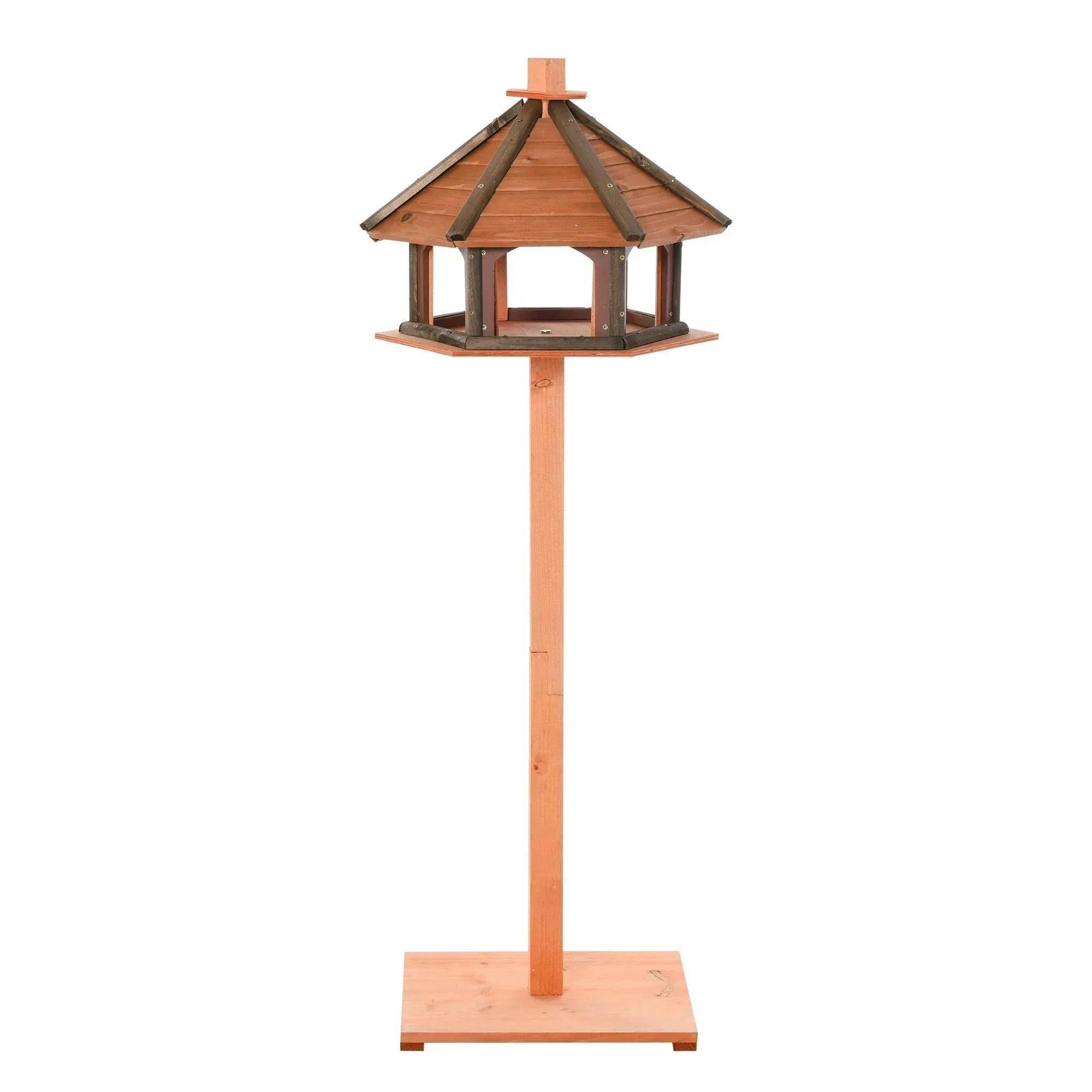 Pawhut Brown Wooden Bird Feeder Wooden Bird Table Bird Feeder W/ Roof, In - Image 6