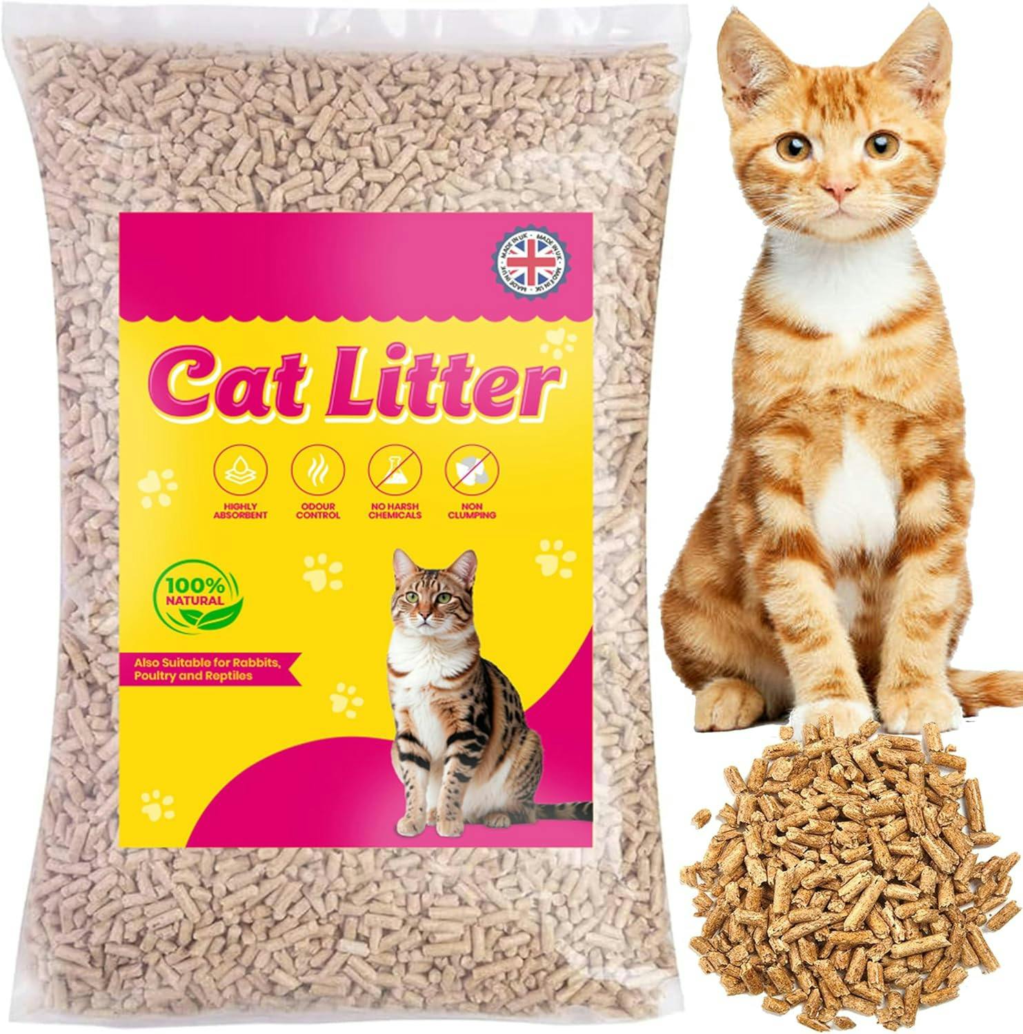 Storm Trading Group 30L Cat Litter Clean & Easy To Use Ultra Absorbent Biodegradable Wooden Pellets - 2 X 30 Litre