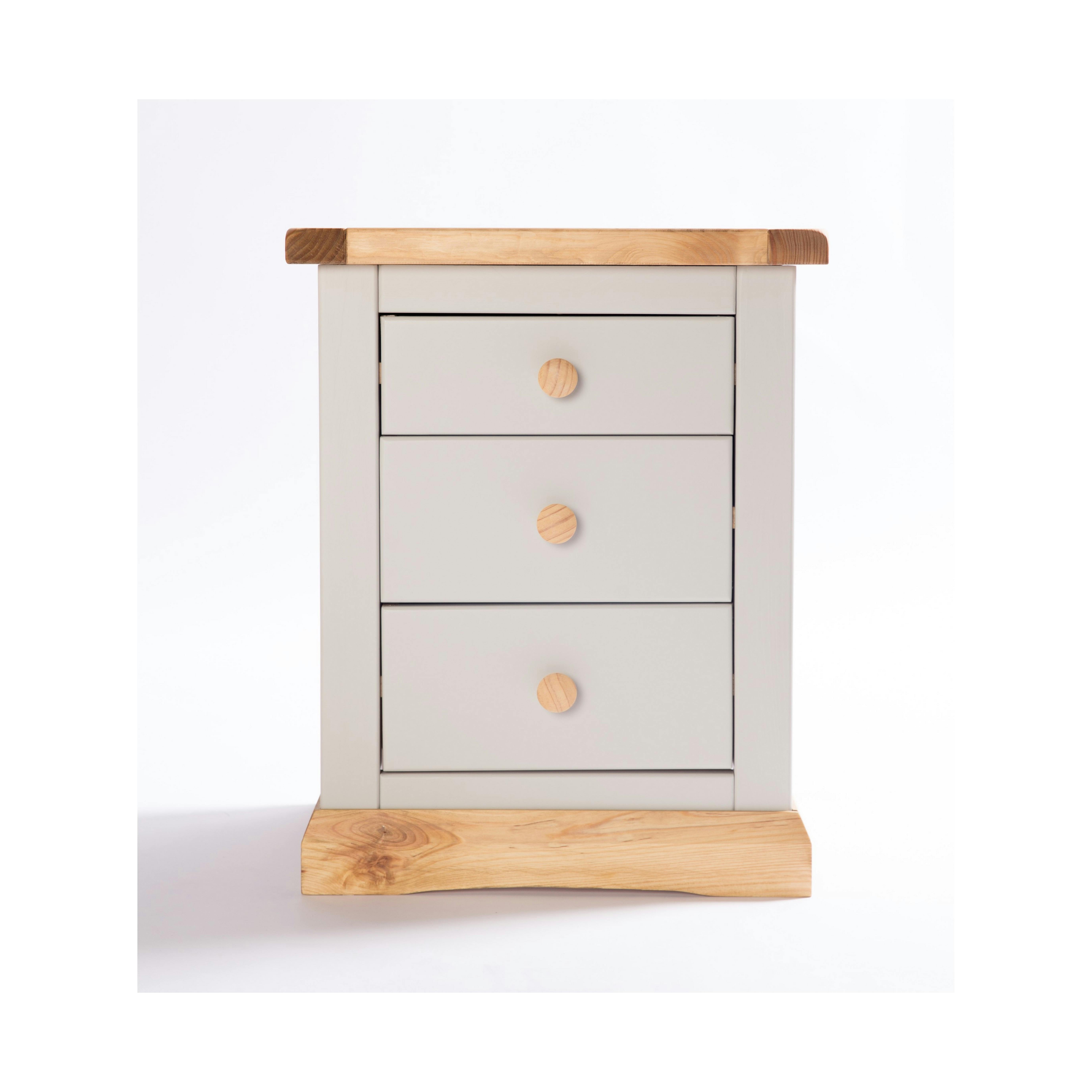 Cabinet Bits Light/Grey Bomporto 3 Drawer Bedside Table
