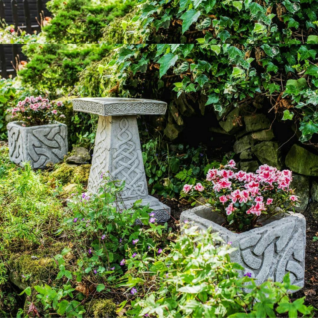 Rackhams Celtic Style Birdbath And Planters – Set