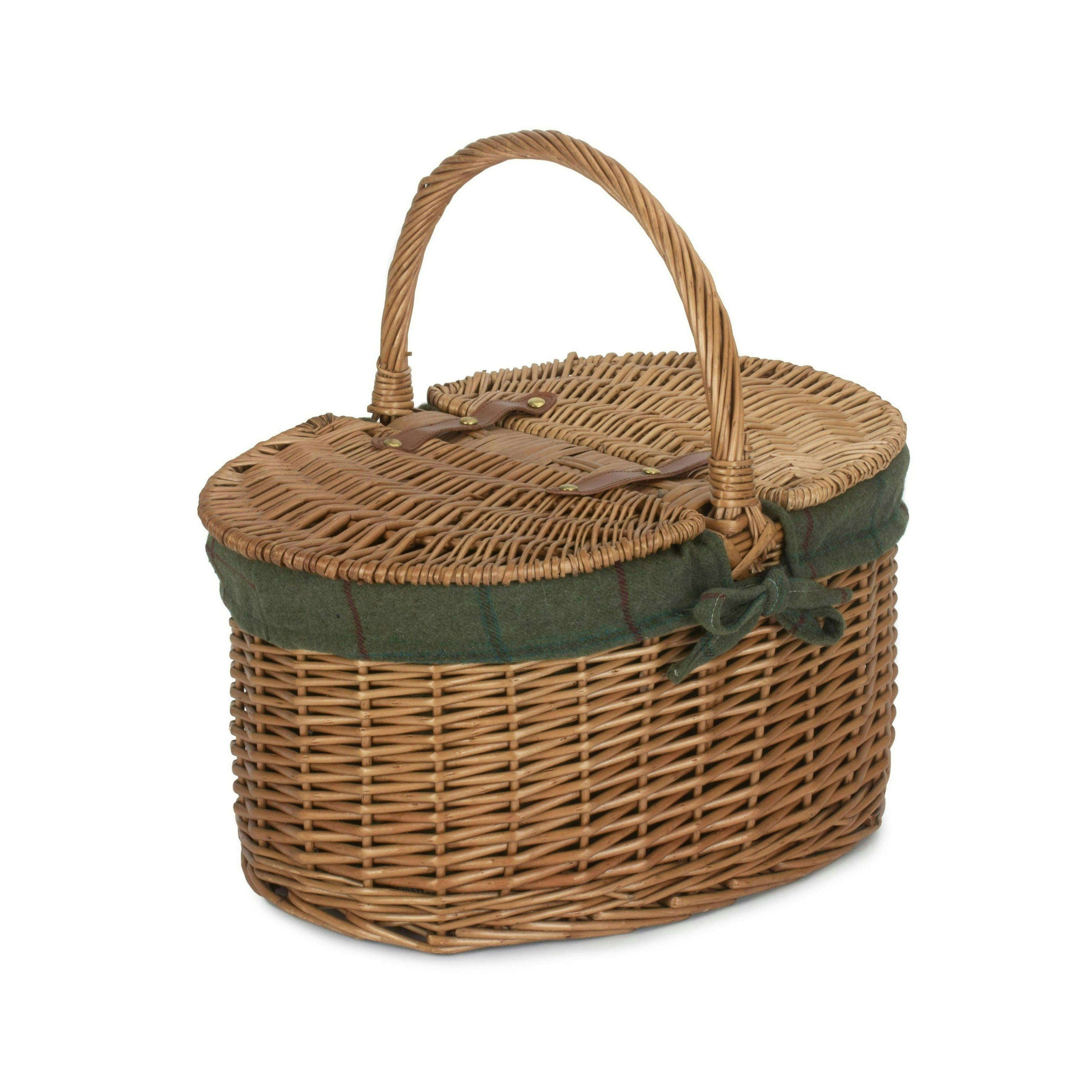 Red Hamper Red/Light/Green Hamper Large Steamed Oval Butterfly Lidded Wicker Picnic Basket
