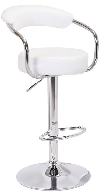 Lamboro White Zenith Kitchen Bar Stool, Height Adjustable Gas-Lift, Breakfast & Home Bar Stool,