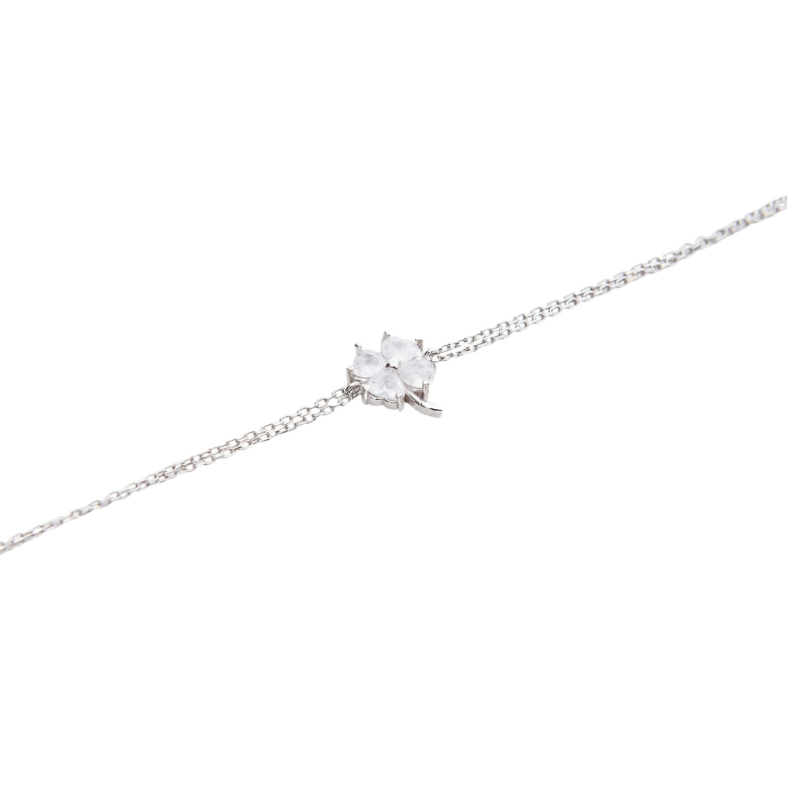 Spero London Silver/White Sterling Clover Bracelet