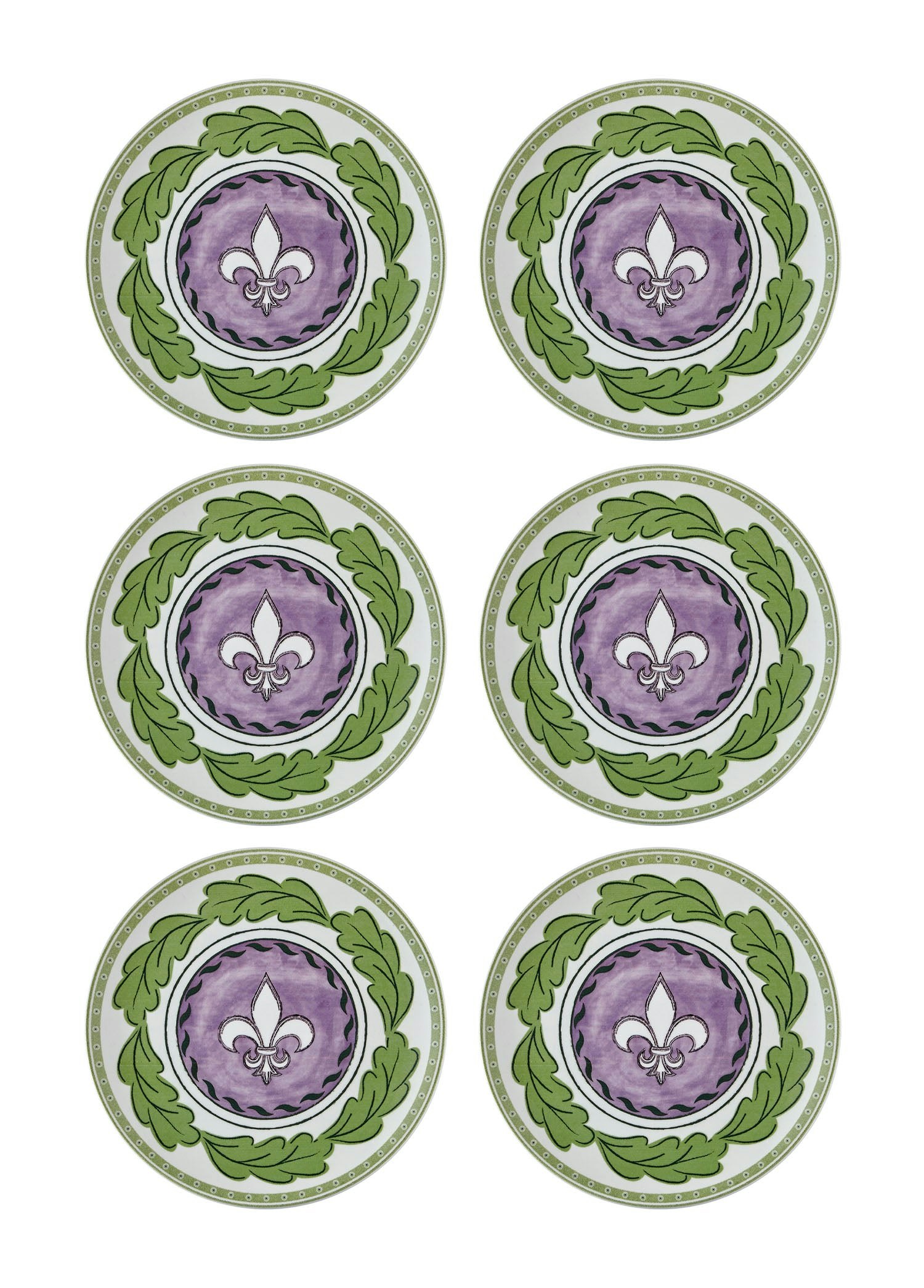 Rozi Green/Purple/Light Provence Collection Side Plates, Set Of 6