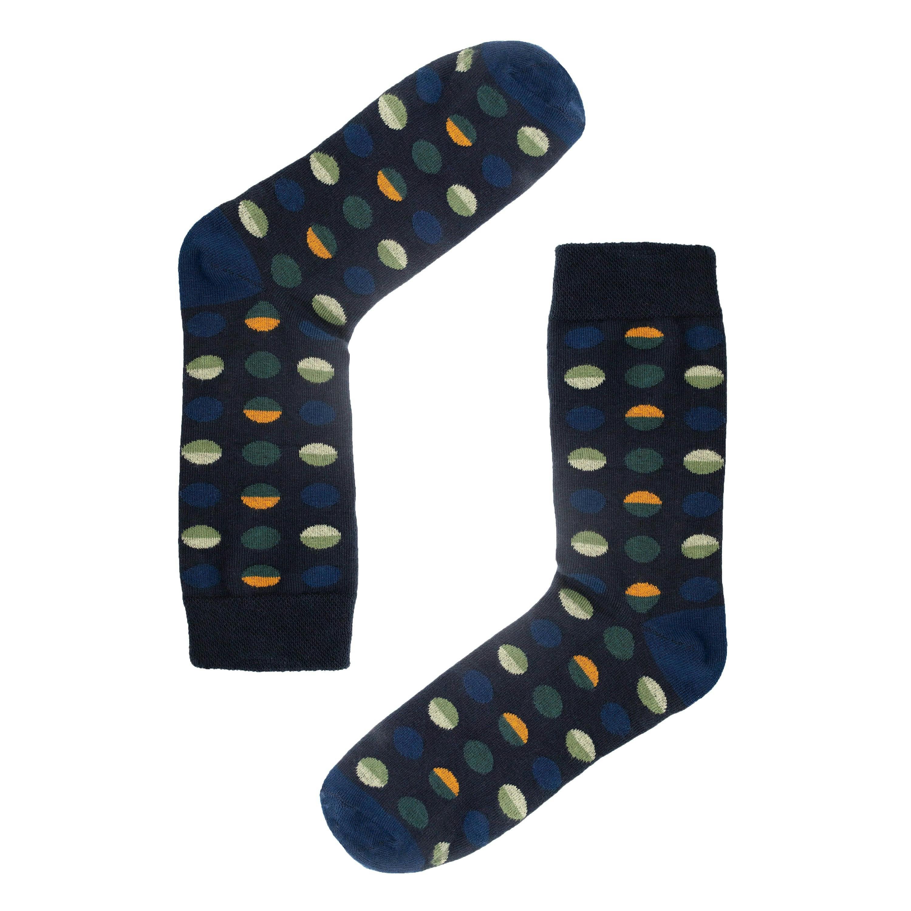 Jemsox Men's Blue Circle Geo Classic Socks | Organic Cotton & Easy Comfort - Classic - Medium / Eur 39-43 / Uk 6-9