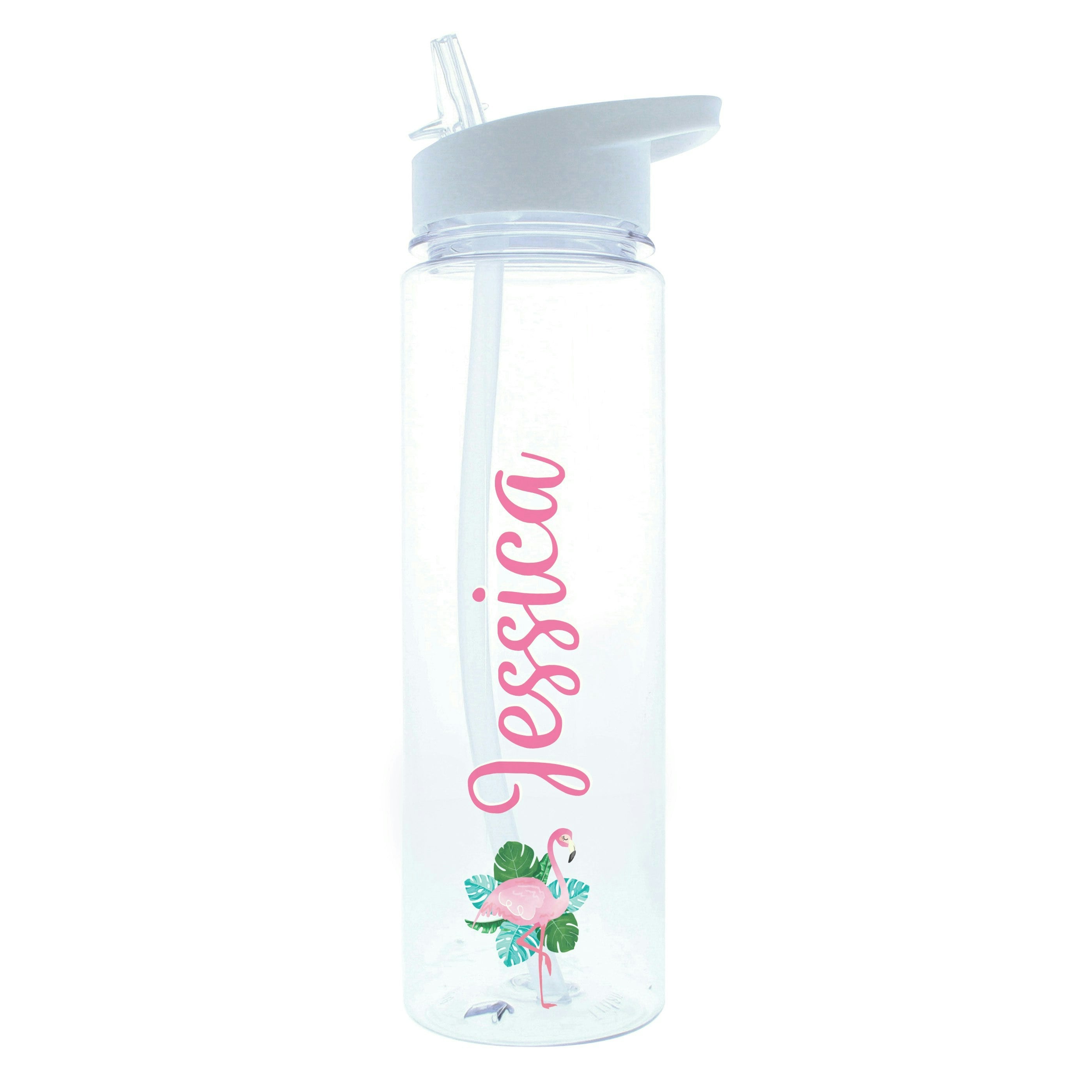 Rackhams White Personalised Flamingo Water Bottle