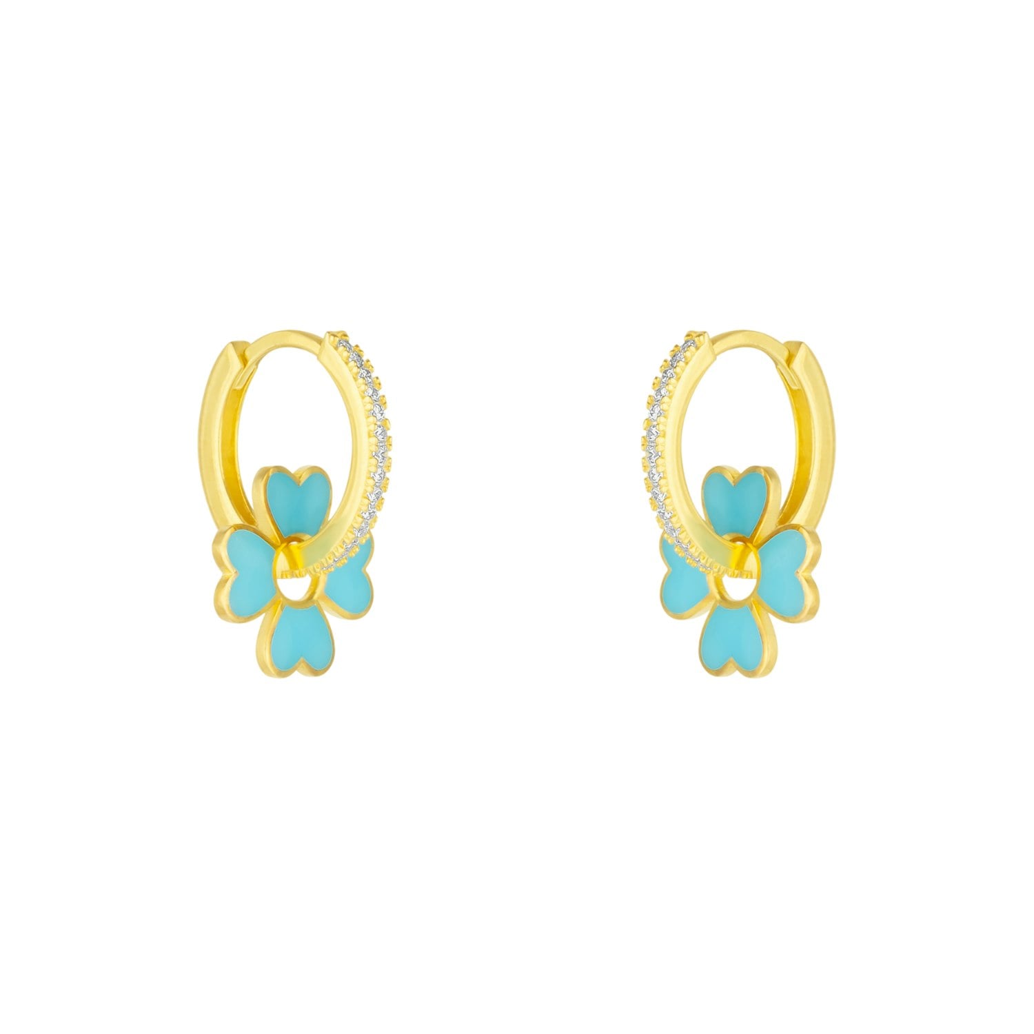 Spero London Silver/Turquoise/Gold Sterling Enamel Clover Earrings